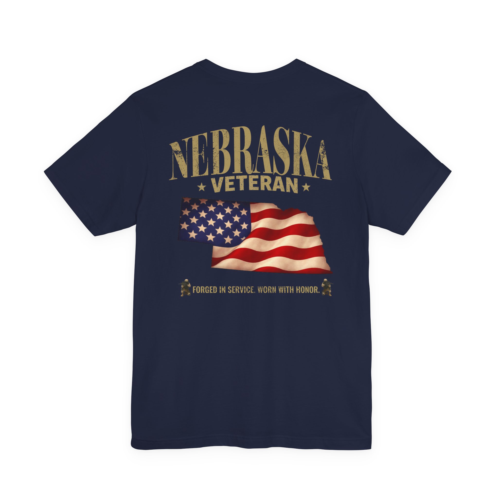 Nebraska Veteran T-Shirt — American Flag Map Military Tribute Tee - Image 18