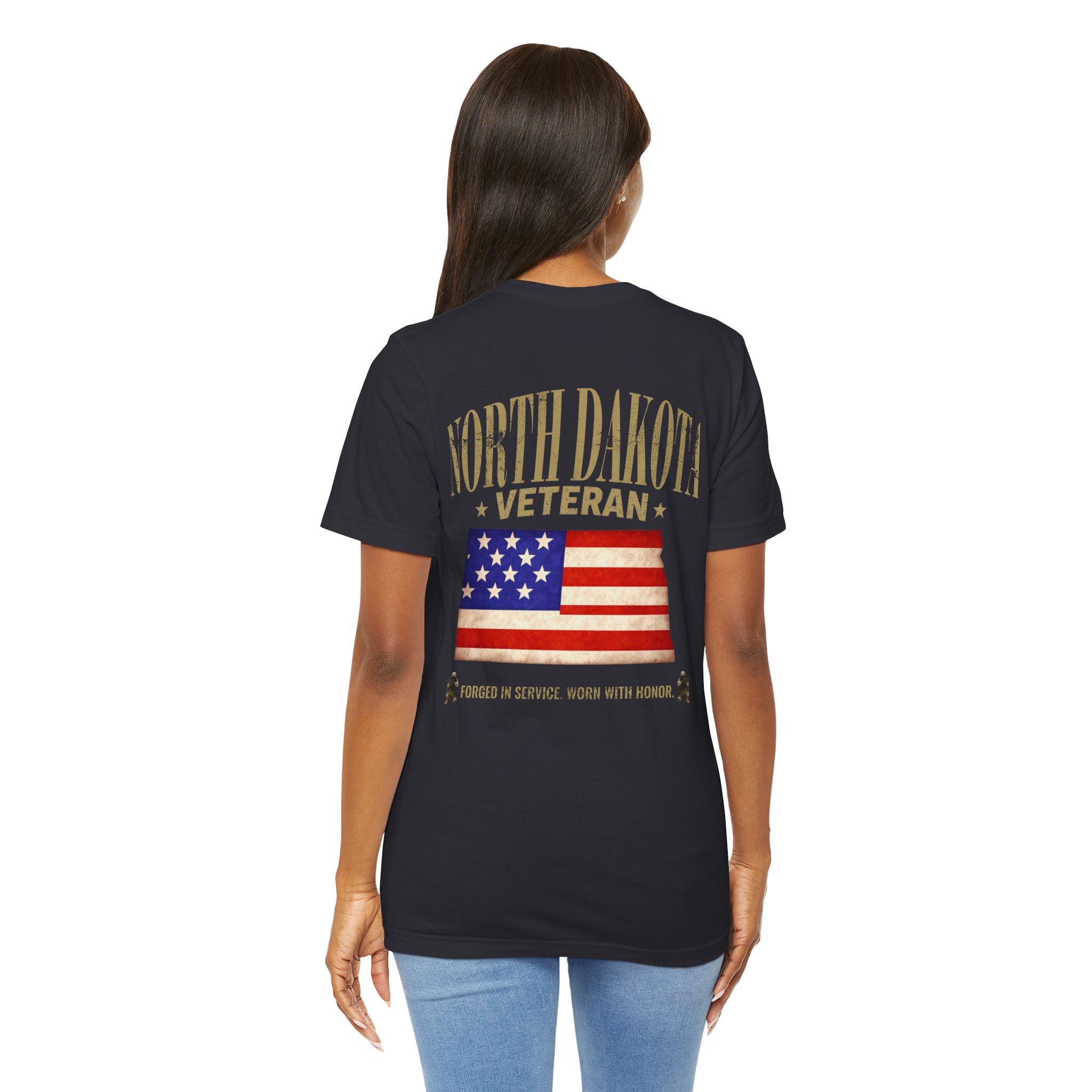 North Dakota Veteran T-Shirt — American Flag Map Military Tribute Tee - Image 12