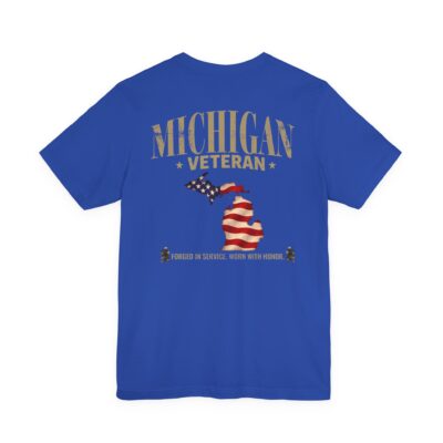 Michigan Veteran T-Shirt — American Flag Map Military Tribute Tee