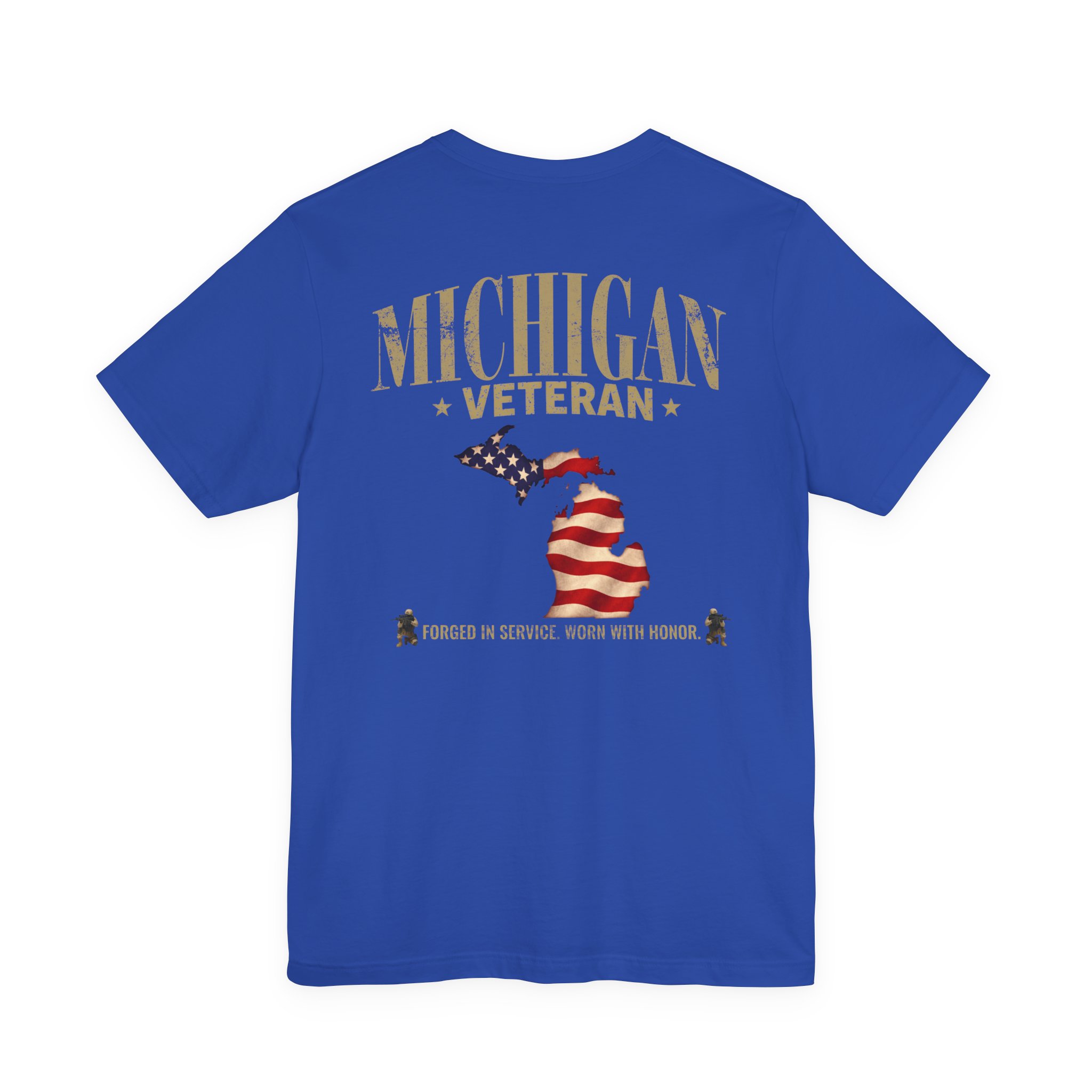 Michigan Veteran T-Shirt — American Flag Map Military Tribute Tee
