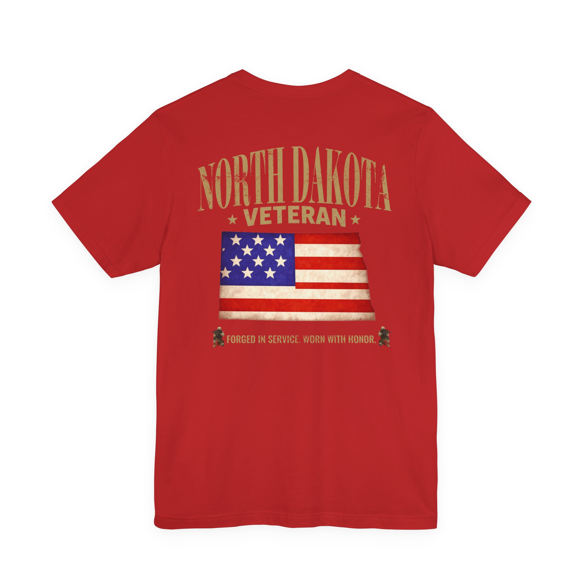 North Dakota Veteran T-Shirt — American Flag Map Military Tribute Tee - Image 7