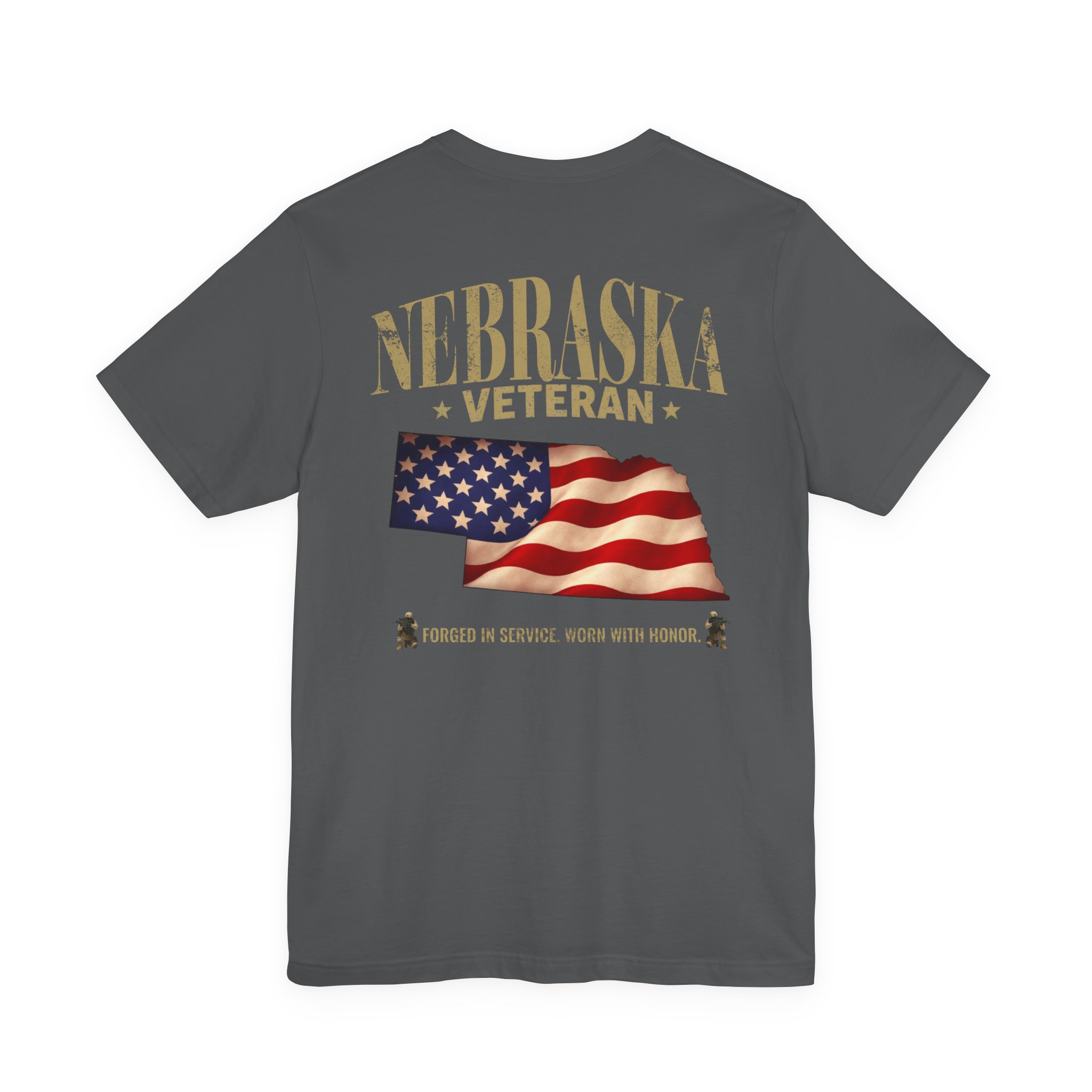 Nebraska Veteran T-Shirt — American Flag Map Military Tribute Tee - Image 42