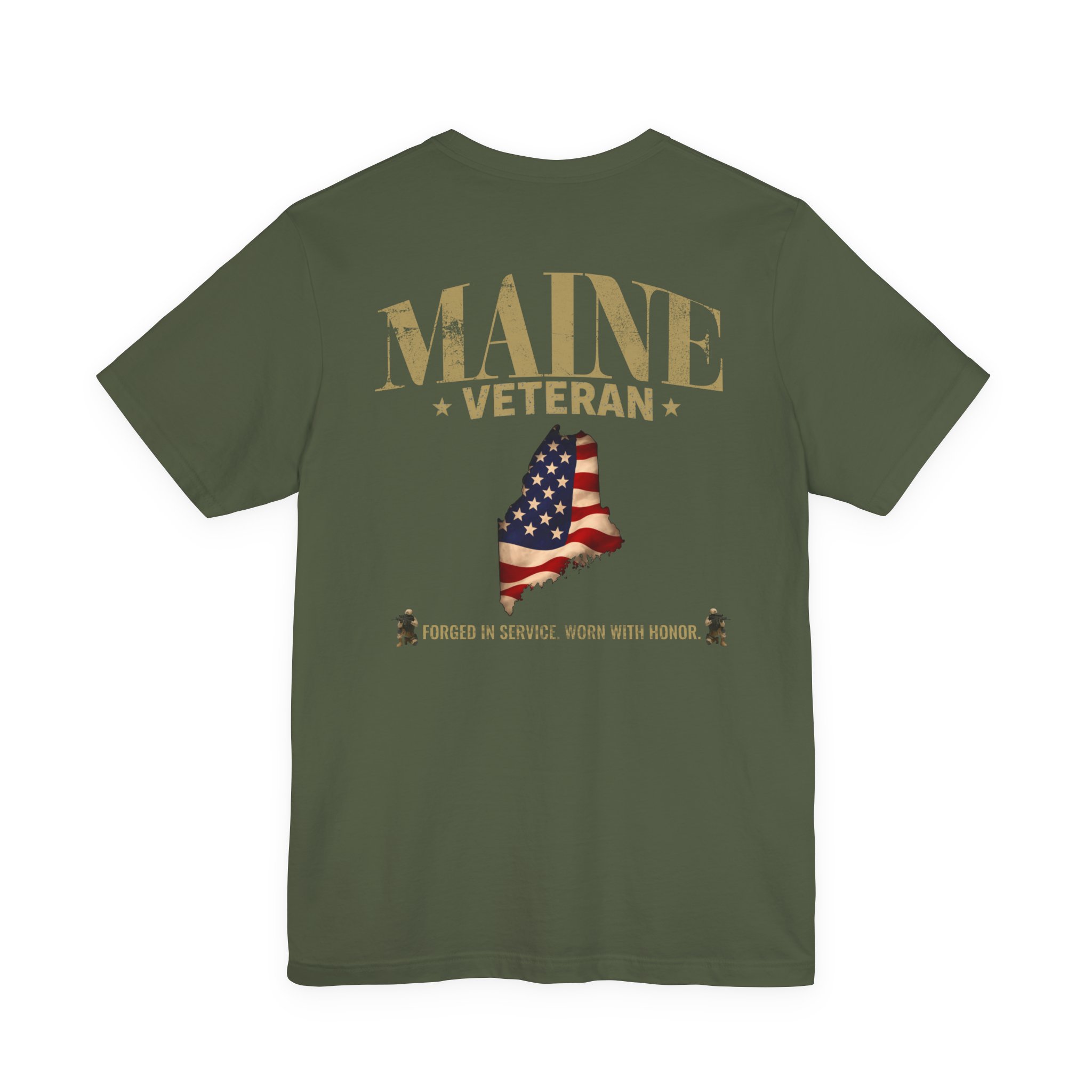 Maine Veteran T-Shirt — American Flag Map Military Tribute Tee - Image 37