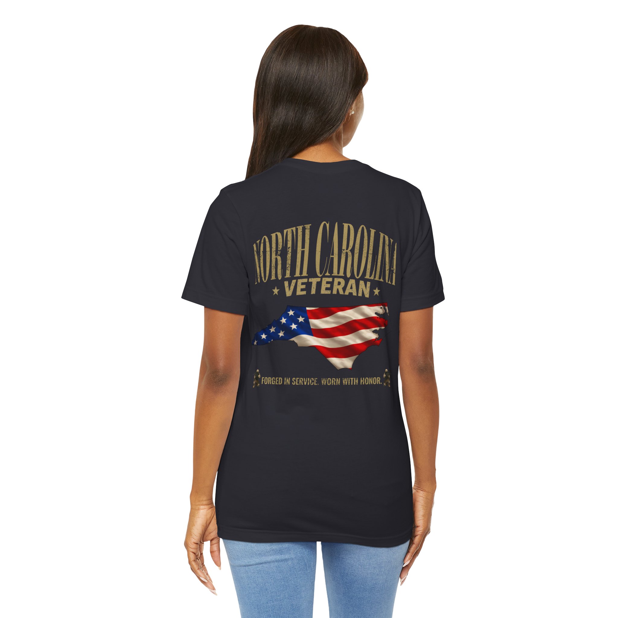 North Carolina Veteran T-Shirt — American Flag Map Military Tribute Tee - Image 8