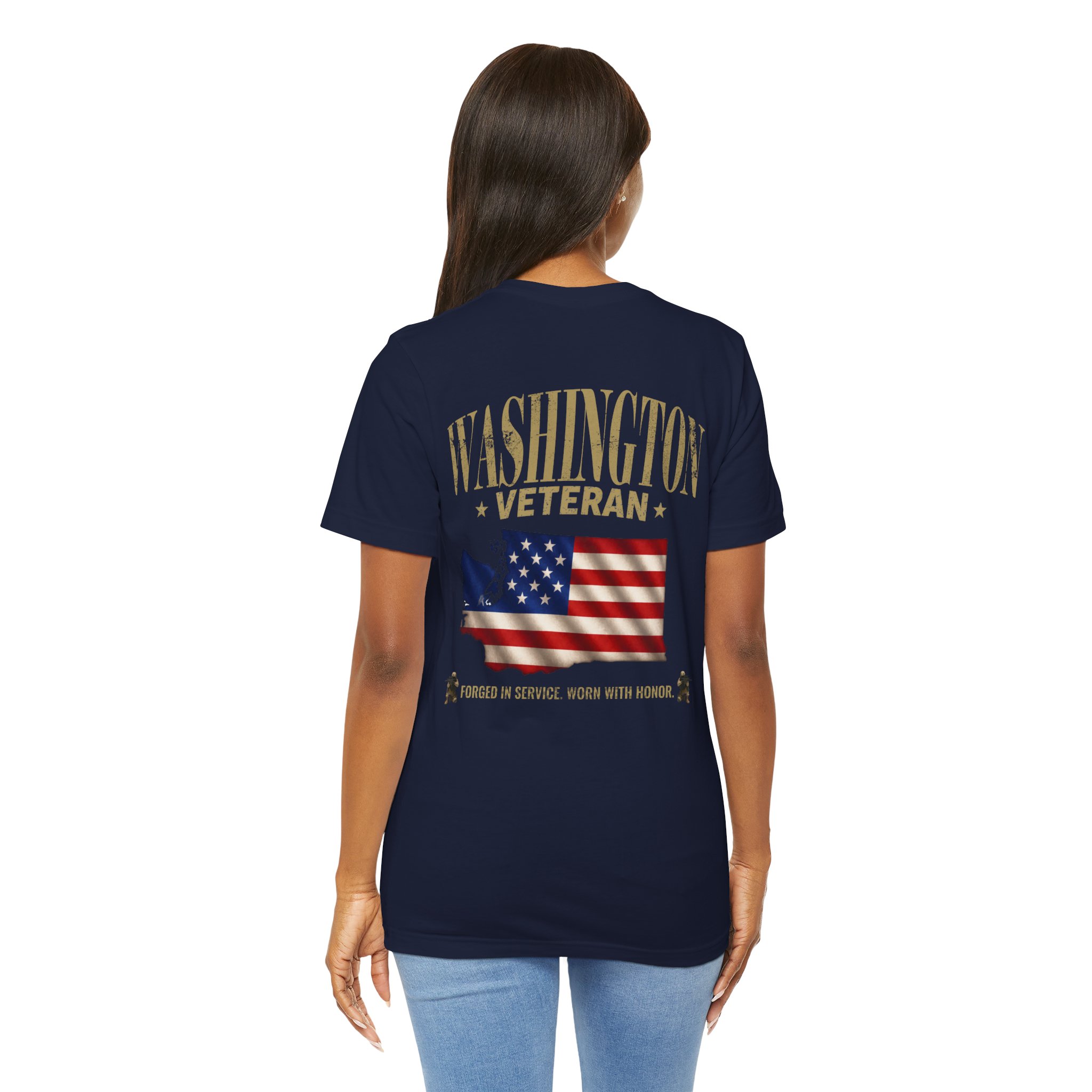 Washington Veteran T-Shirt — American Flag Map Military Tribute Tee - Image 20