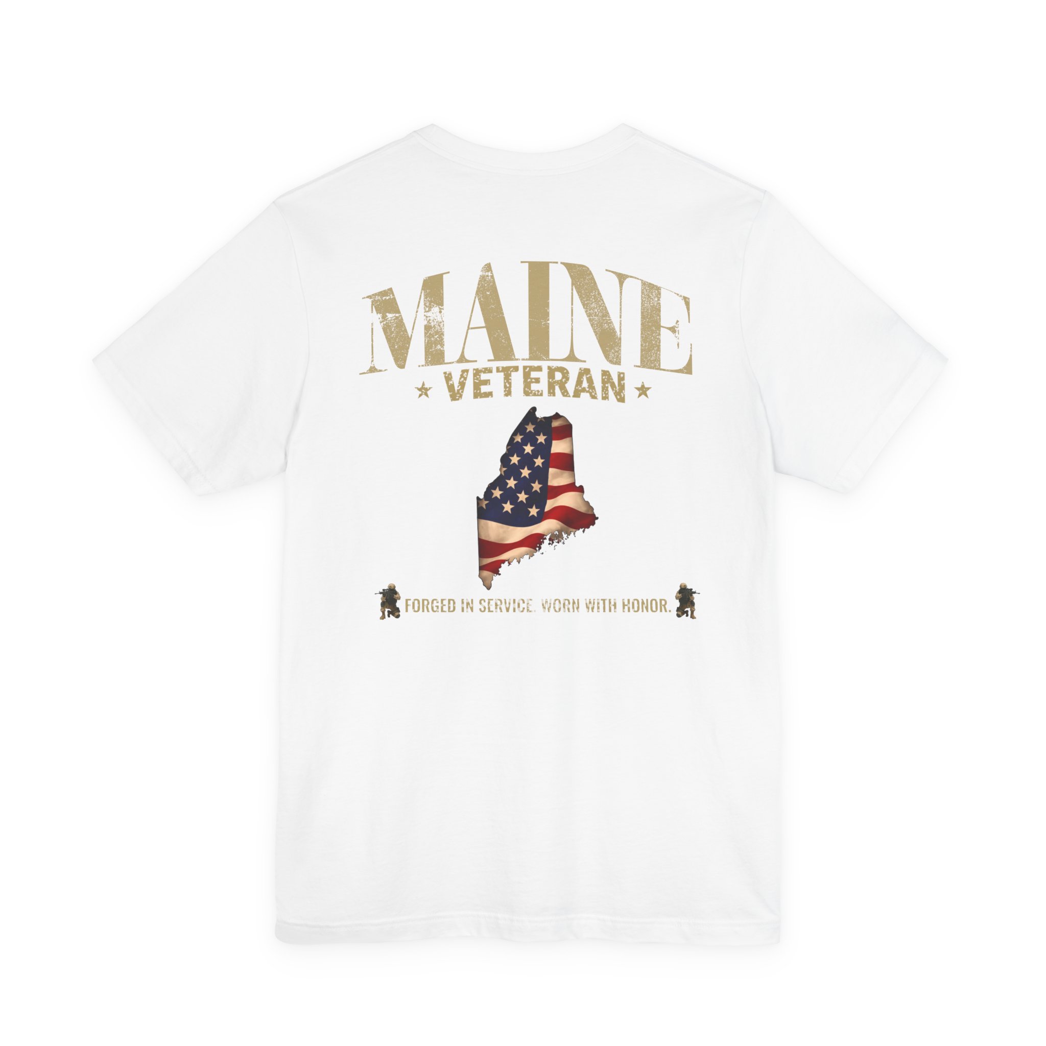 Maine Veteran T-Shirt — American Flag Map Military Tribute Tee - Image 17