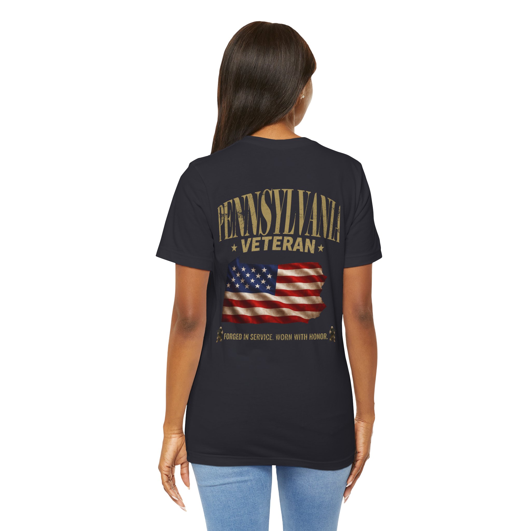 Pennsylvania Veteran T-Shirt — American Flag Map Military Tribute Tee - Image 30