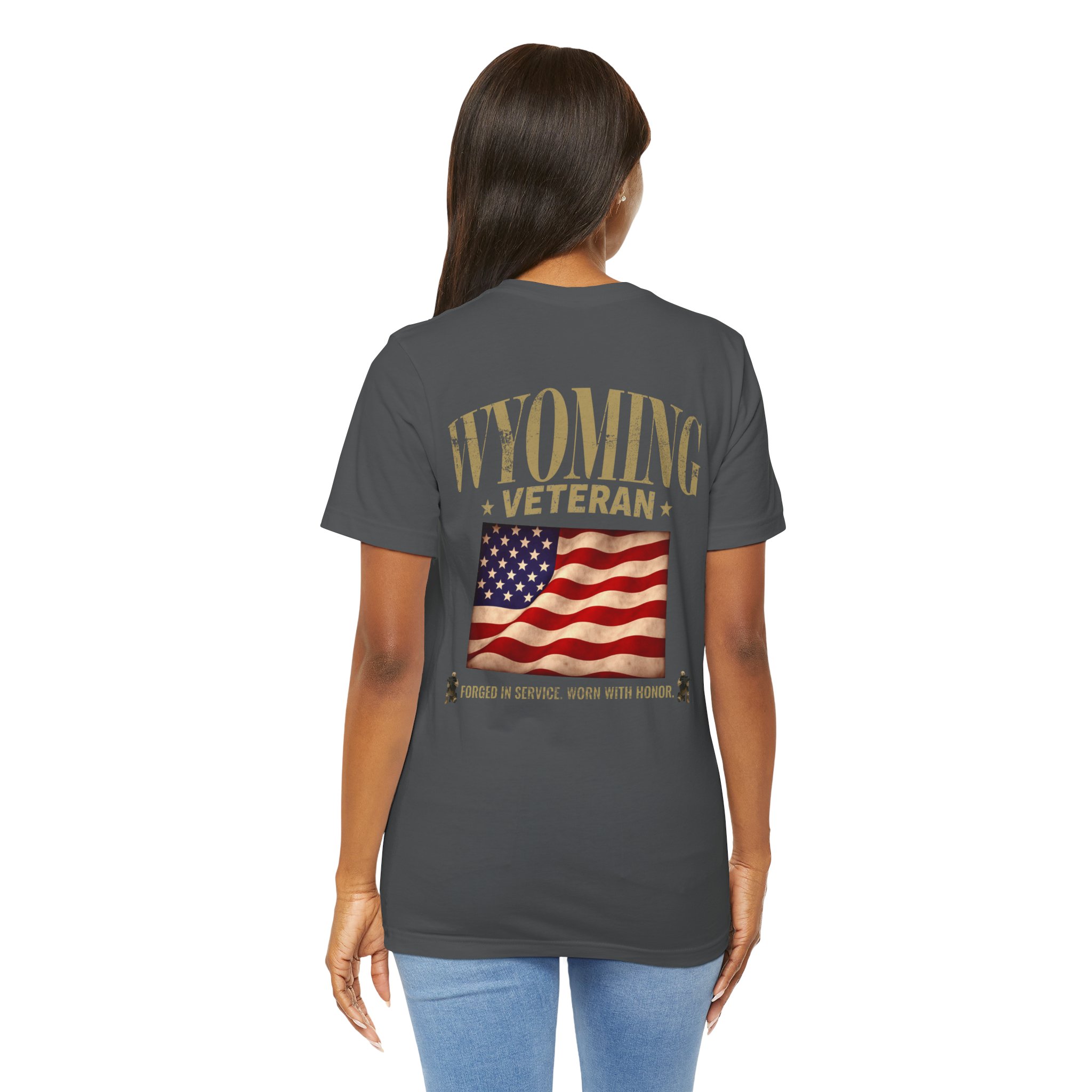 Wyoming Veteran T-Shirt — American Flag Map Military Tribute Tee - Image 40
