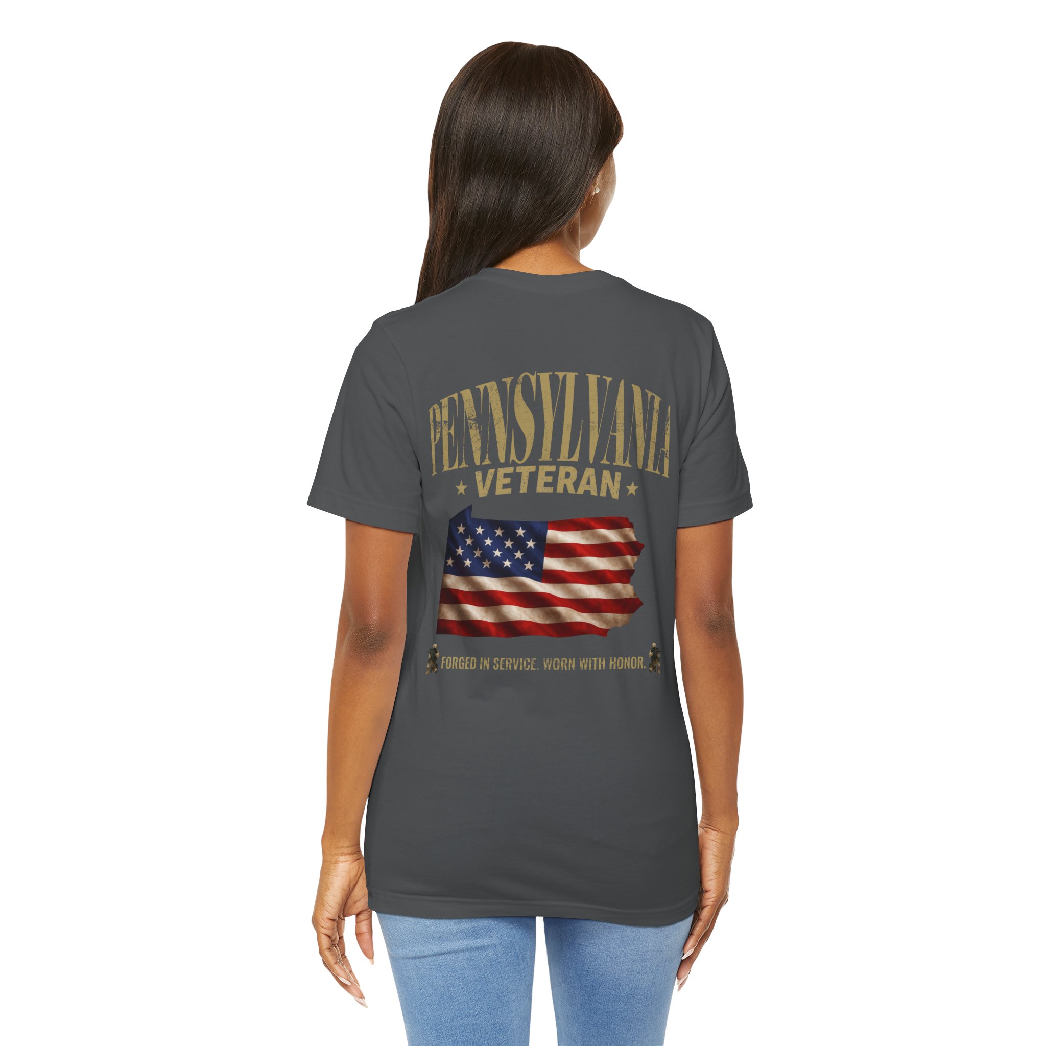 Pennsylvania Veteran T-Shirt — American Flag Map Military Tribute Tee - Image 20