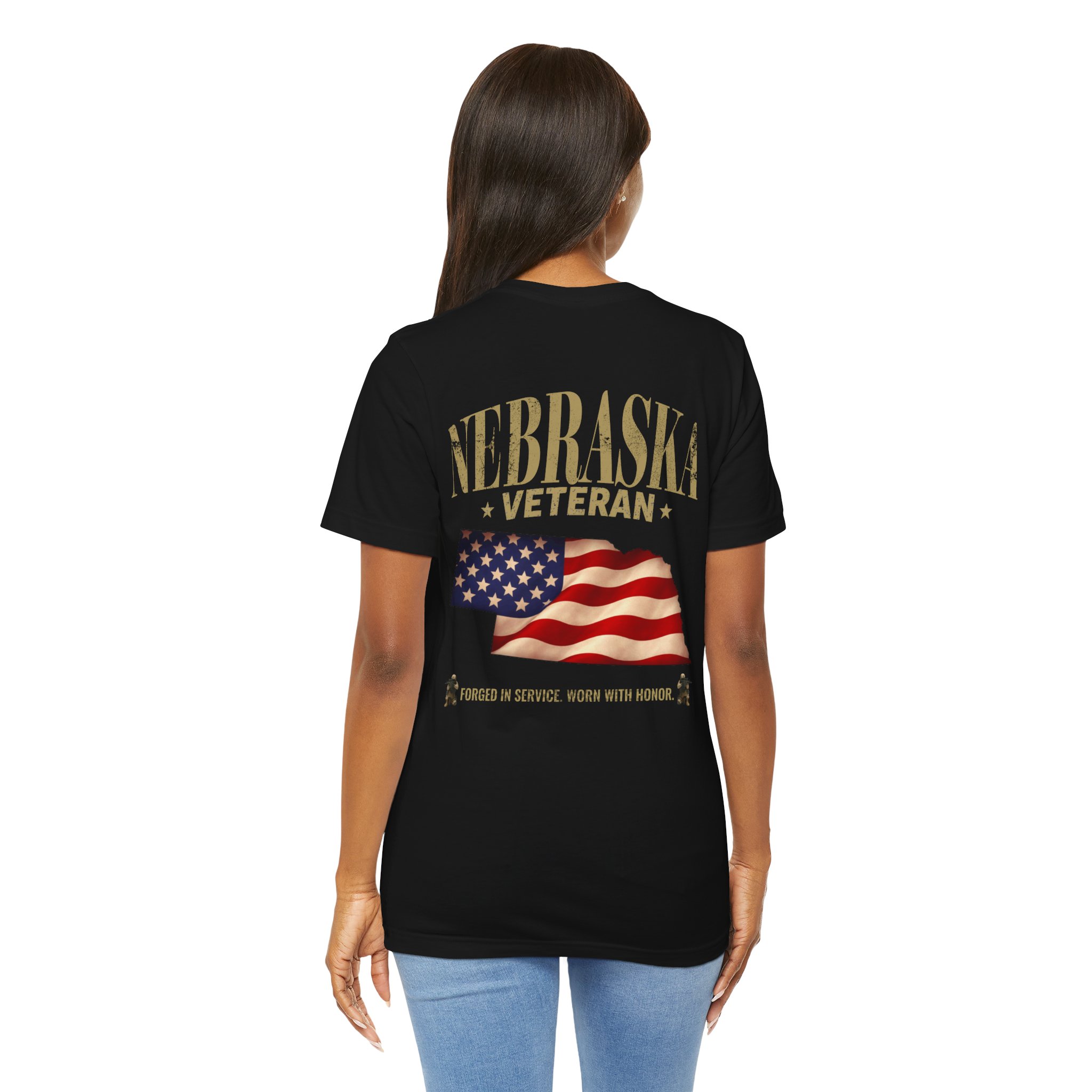 Nebraska Veteran T-Shirt — American Flag Map Military Tribute Tee - Image 30