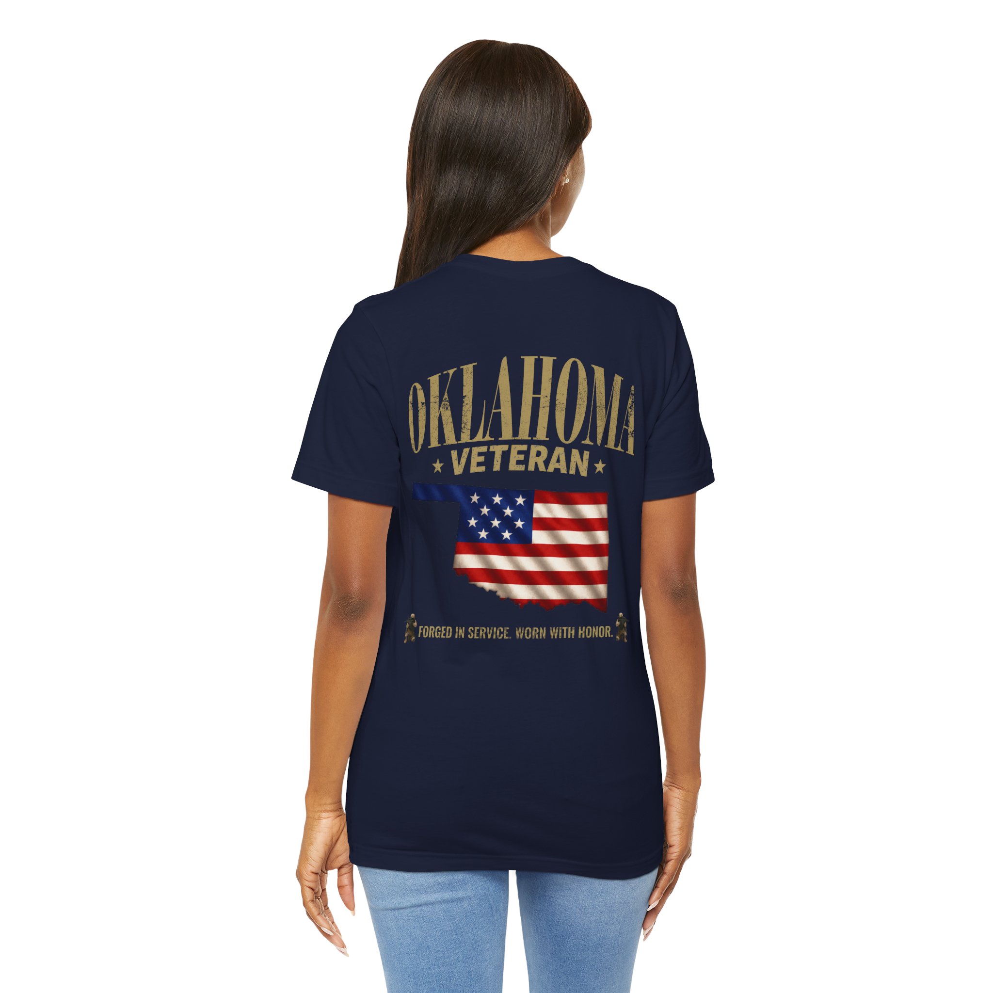 Oklahoma Veteran T-Shirt — American Flag Map Military Tribute Tee - Image 30