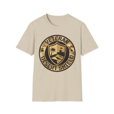 Veteran Desert Shield T-Shirt — Military Veteran Camouflage Emblem