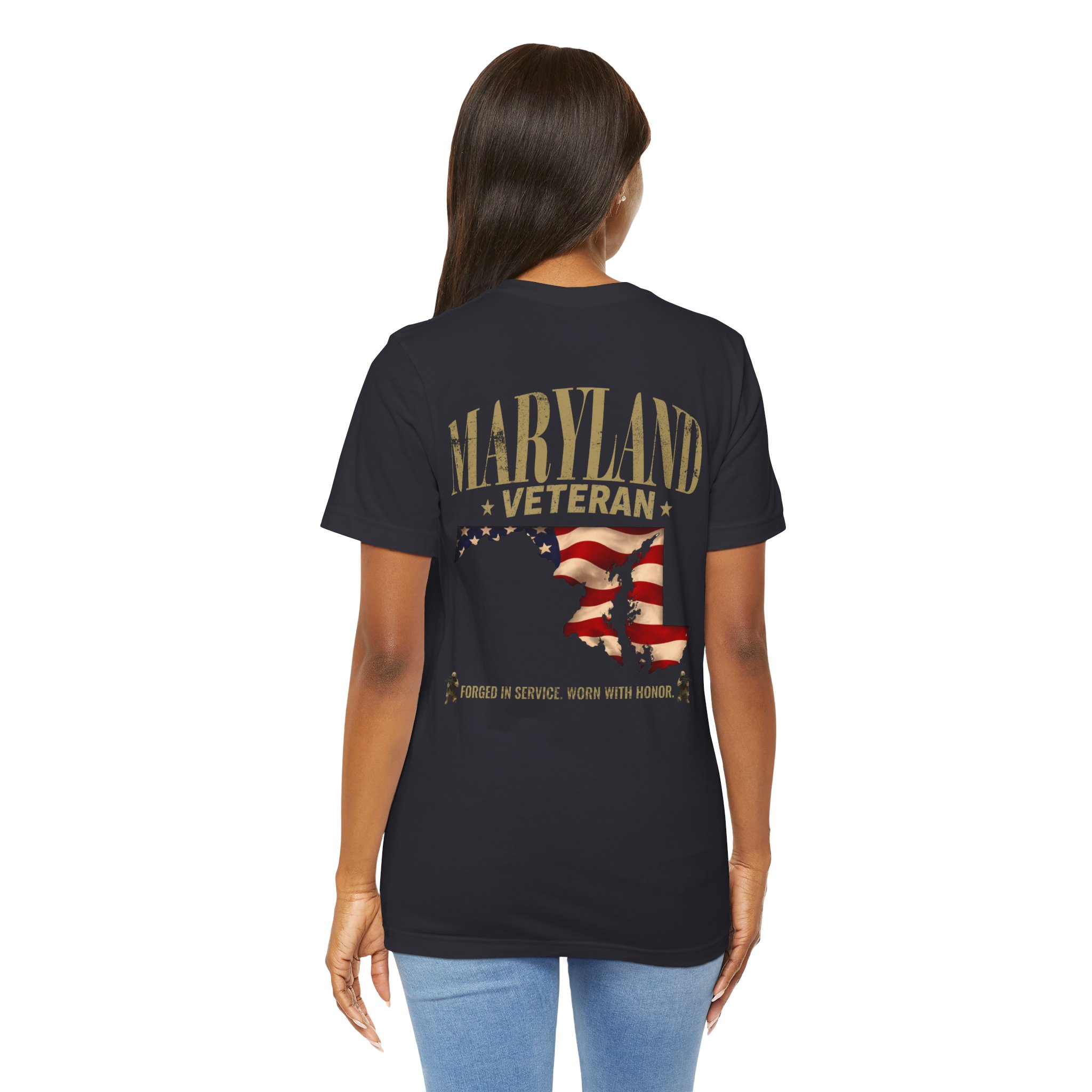 Maryland Veteran T-Shirt — American Flag Map Military Tribute Tee - Image 8