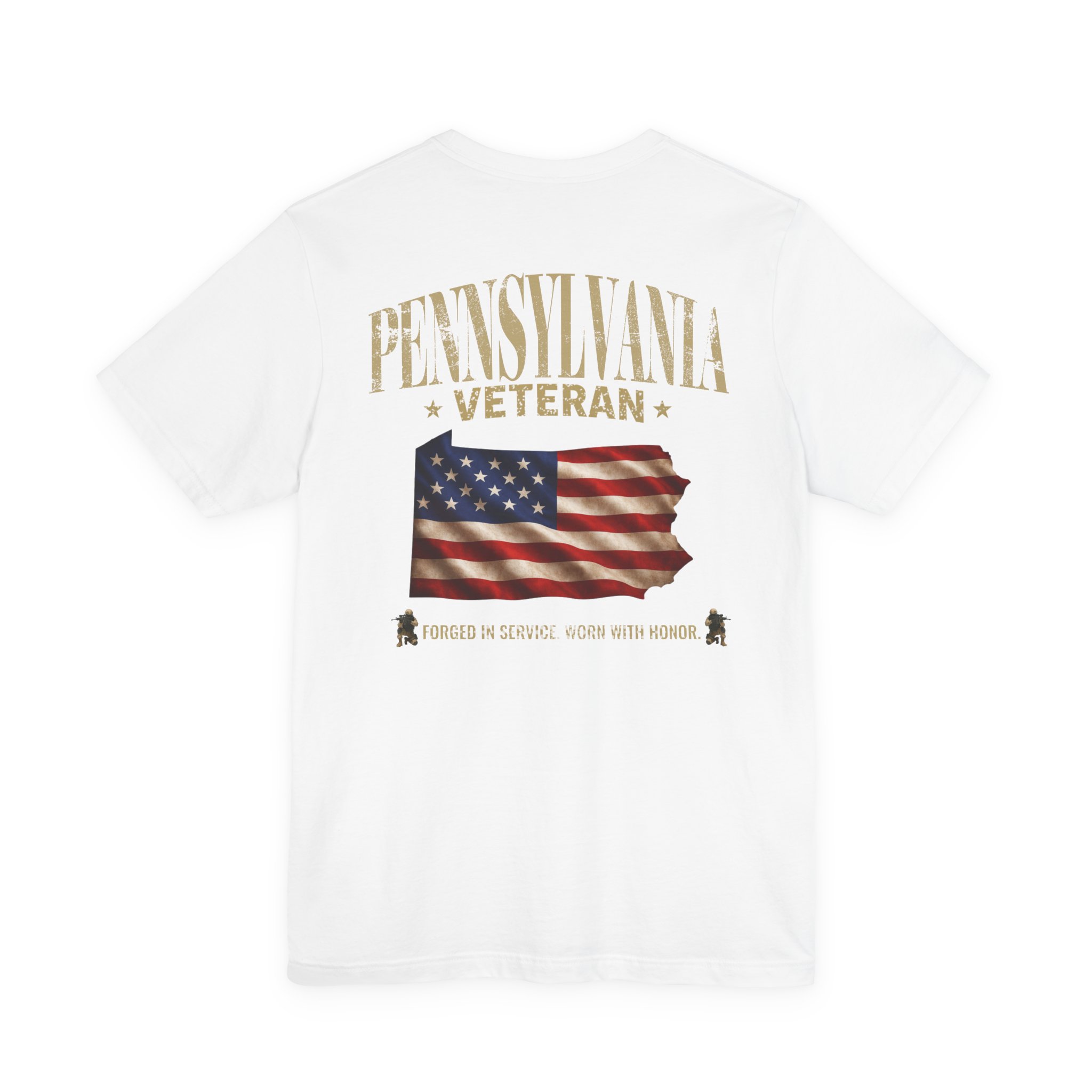 Pennsylvania Veteran T-Shirt — American Flag Map Military Tribute Tee - Image 47