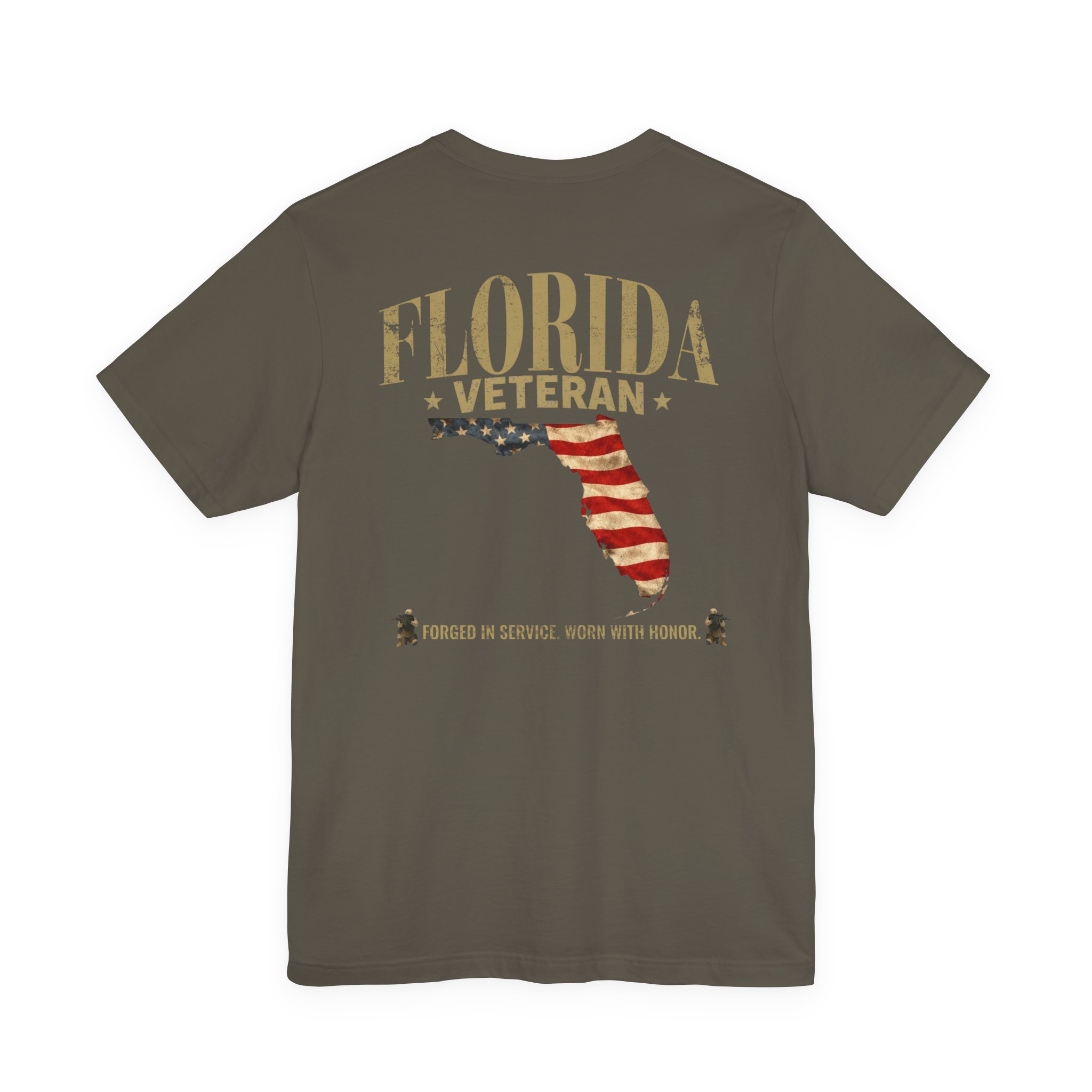 Florida Veteran T-Shirt — American Flag Map Military Tribute Tee - Image 3