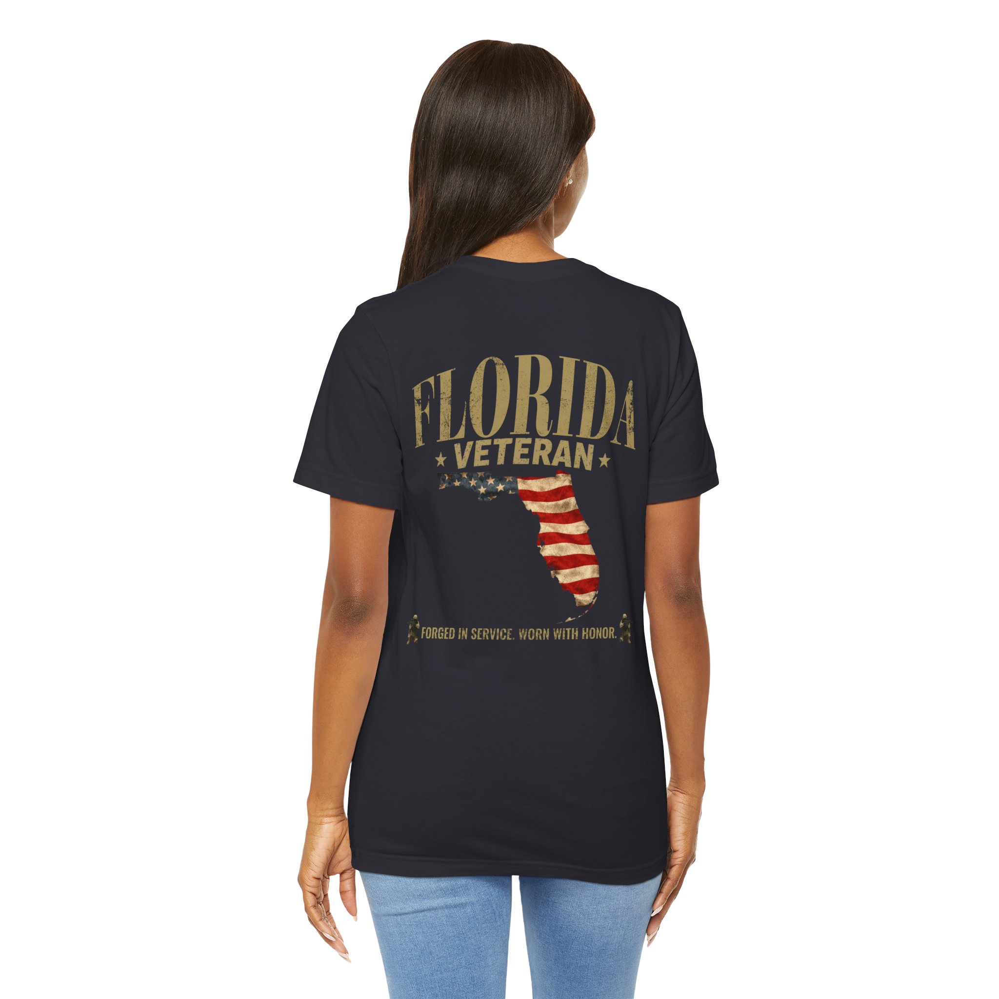 Florida Veteran T-Shirt — American Flag Map Military Tribute Tee - Image 30
