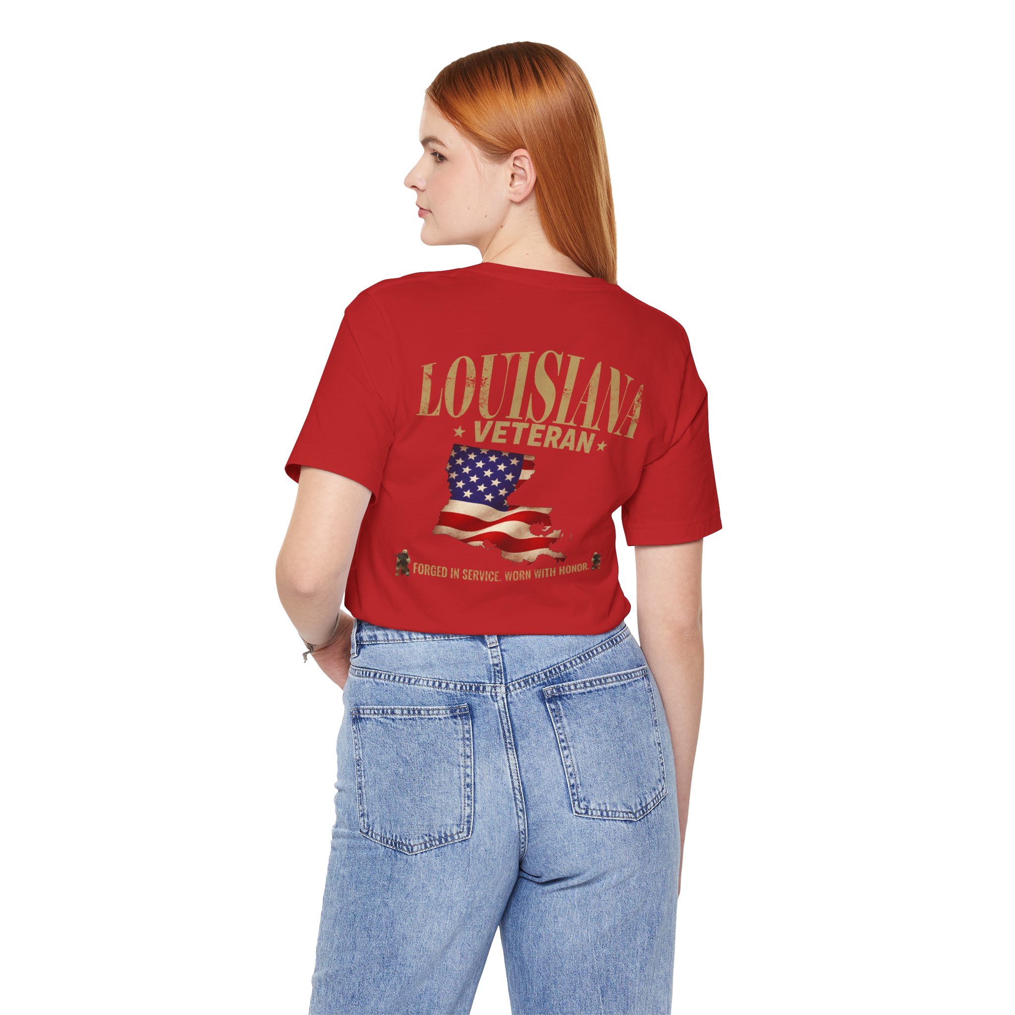 Louisiana Veteran T-Shirt — American Flag Alaska Map Military Tribute Tee - Image 24