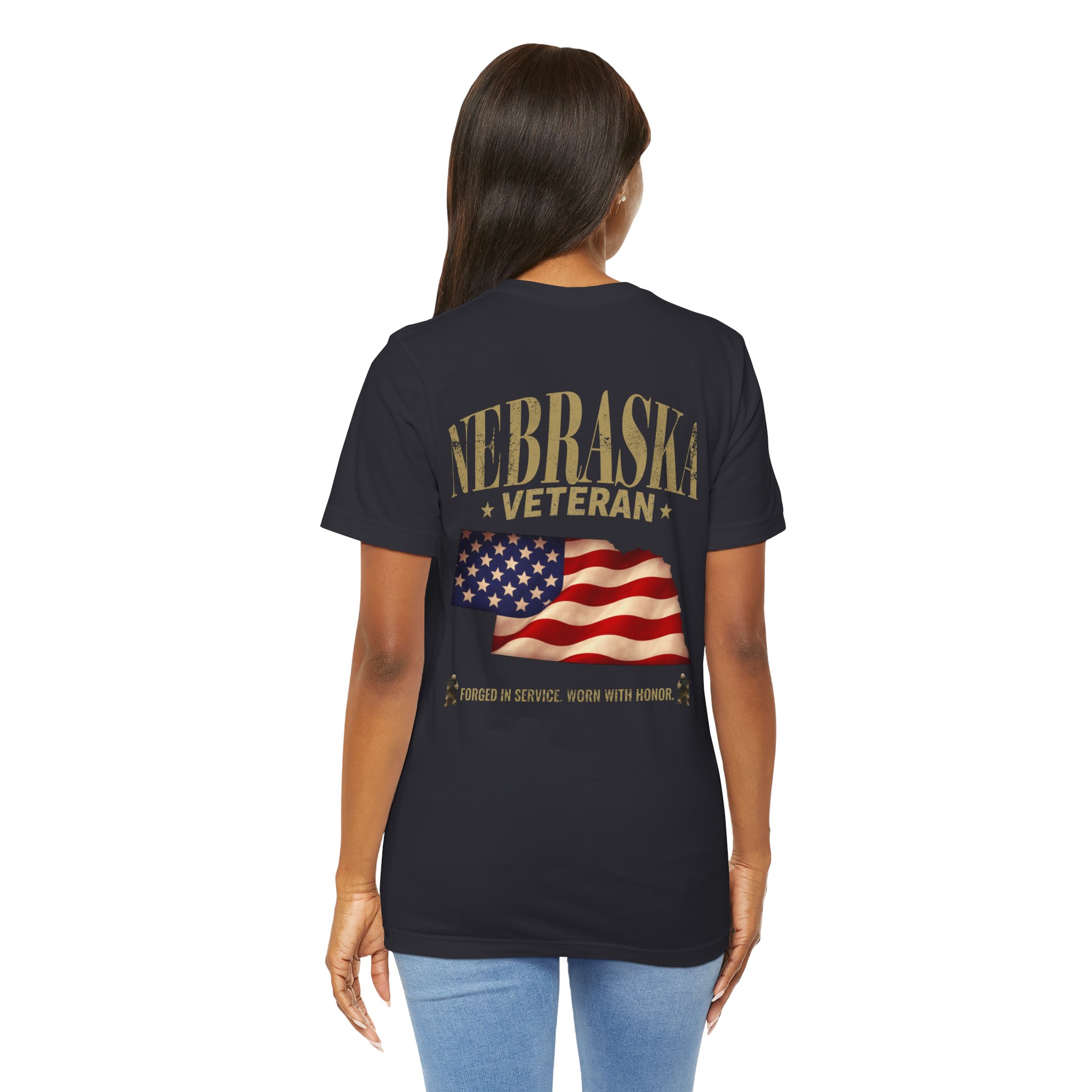 Nebraska Veteran T-Shirt — American Flag Map Military Tribute Tee - Image 40