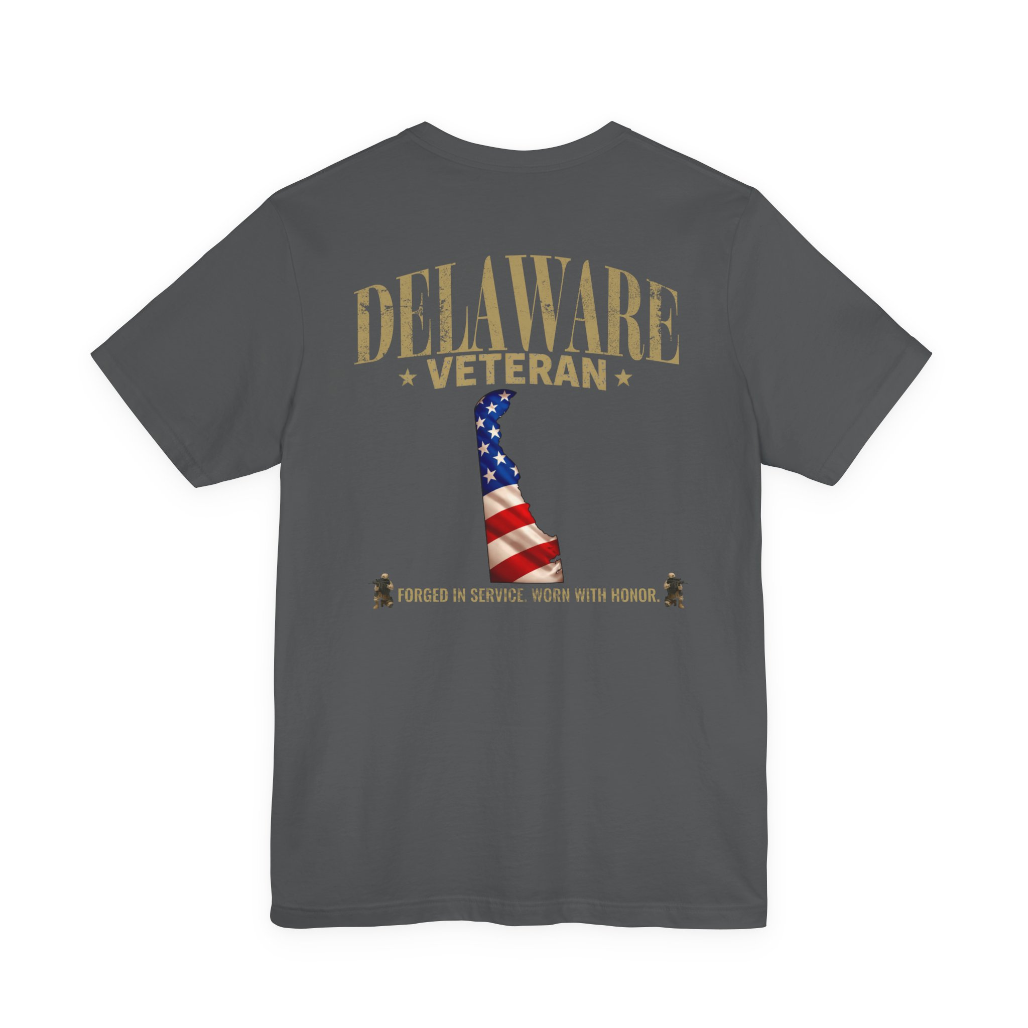 Delaware Veteran T-Shirt — American Flag Map Military Tribute Tee - Image 42