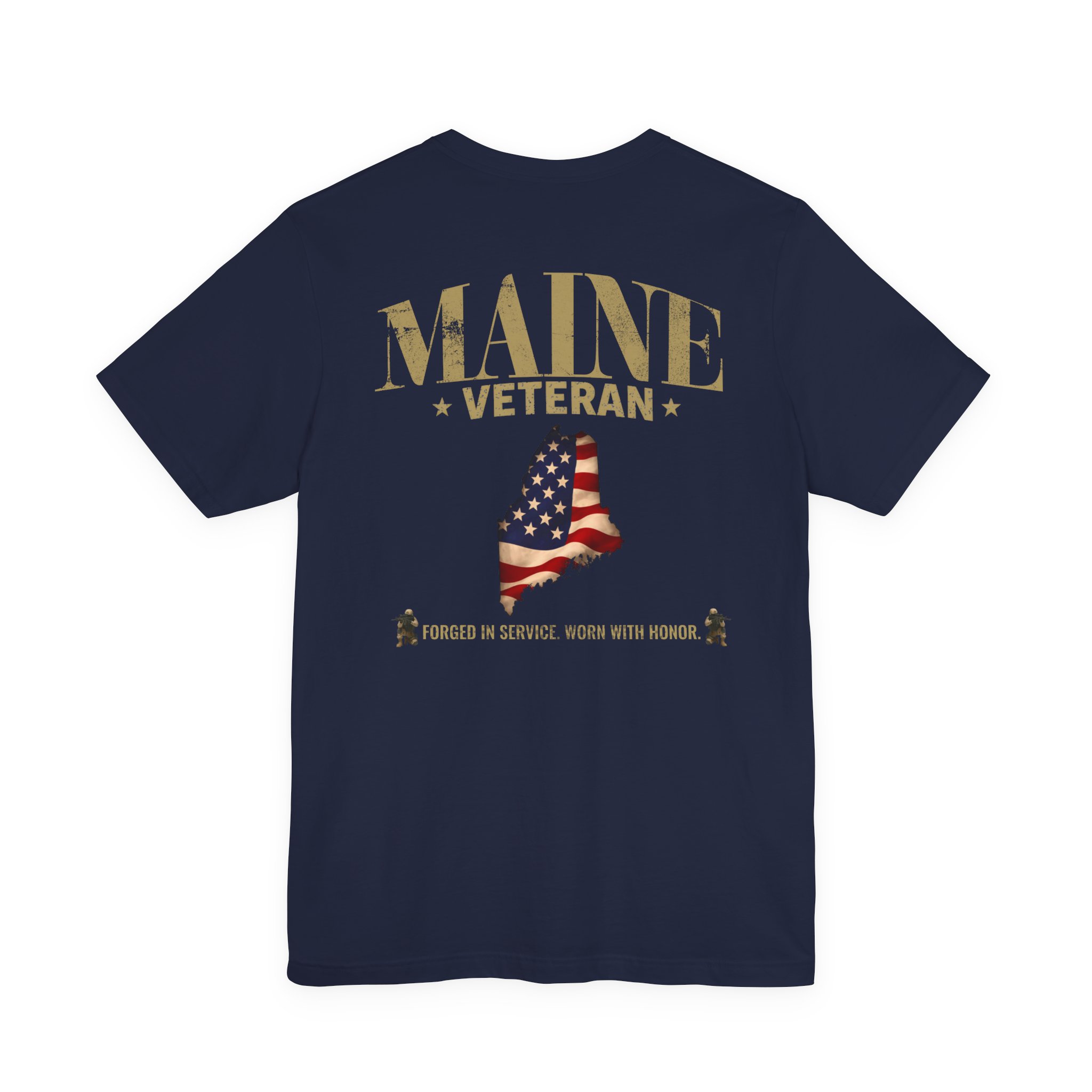 Maine Veteran T-Shirt — American Flag Map Military Tribute Tee - Image 13