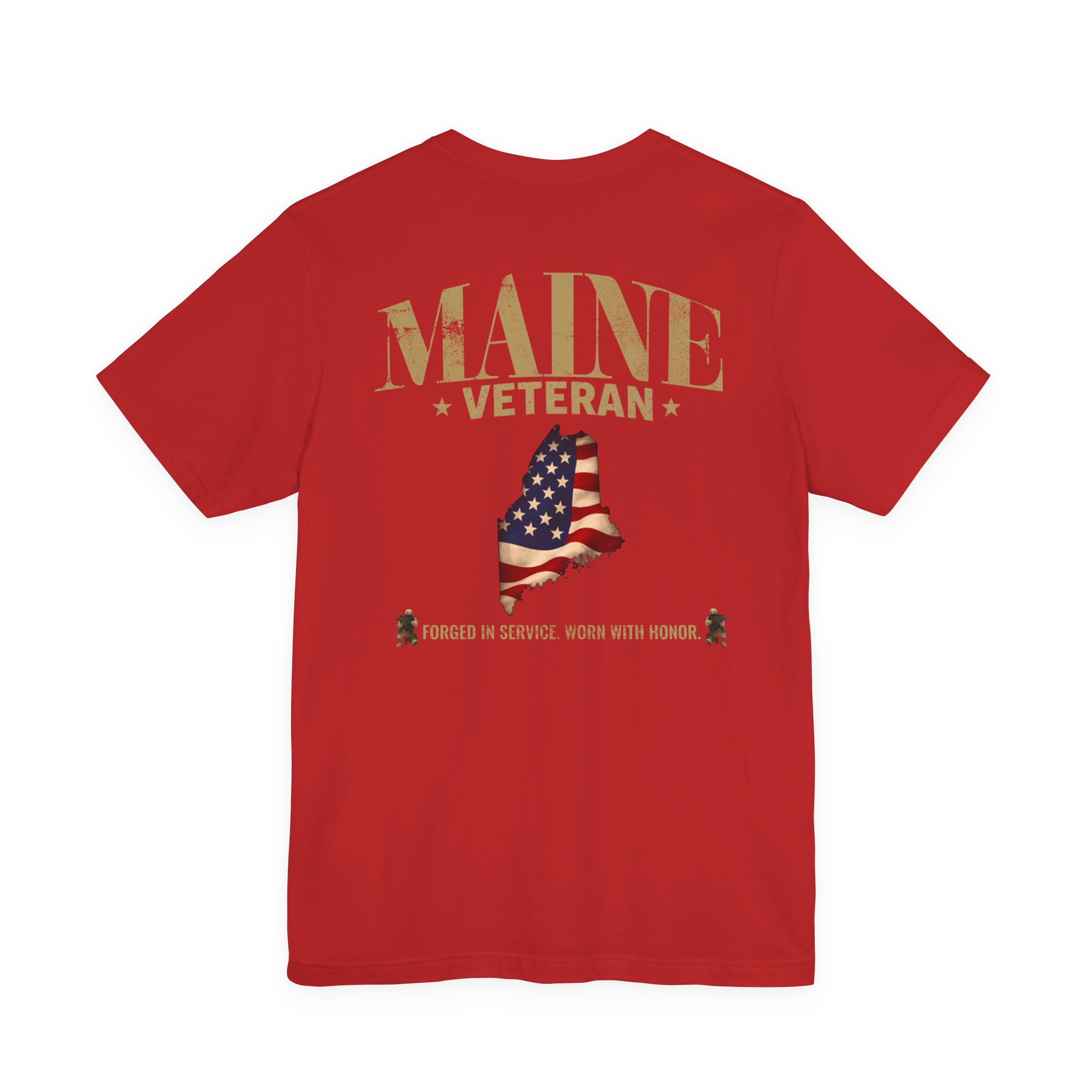 Maine Veteran T-Shirt — American Flag Map Military Tribute Tee - Image 47
