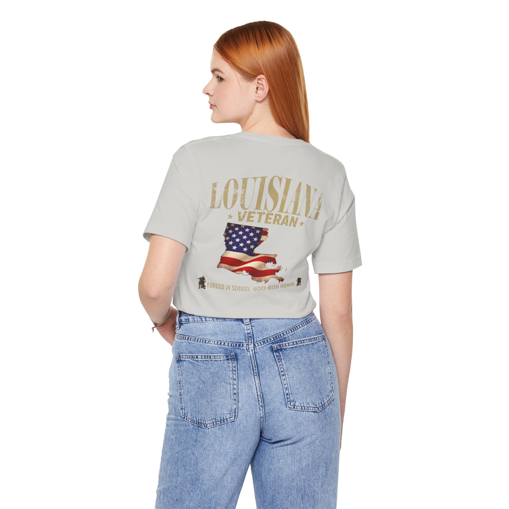 Louisiana Veteran T-Shirt — American Flag Alaska Map Military Tribute Tee - Image 28