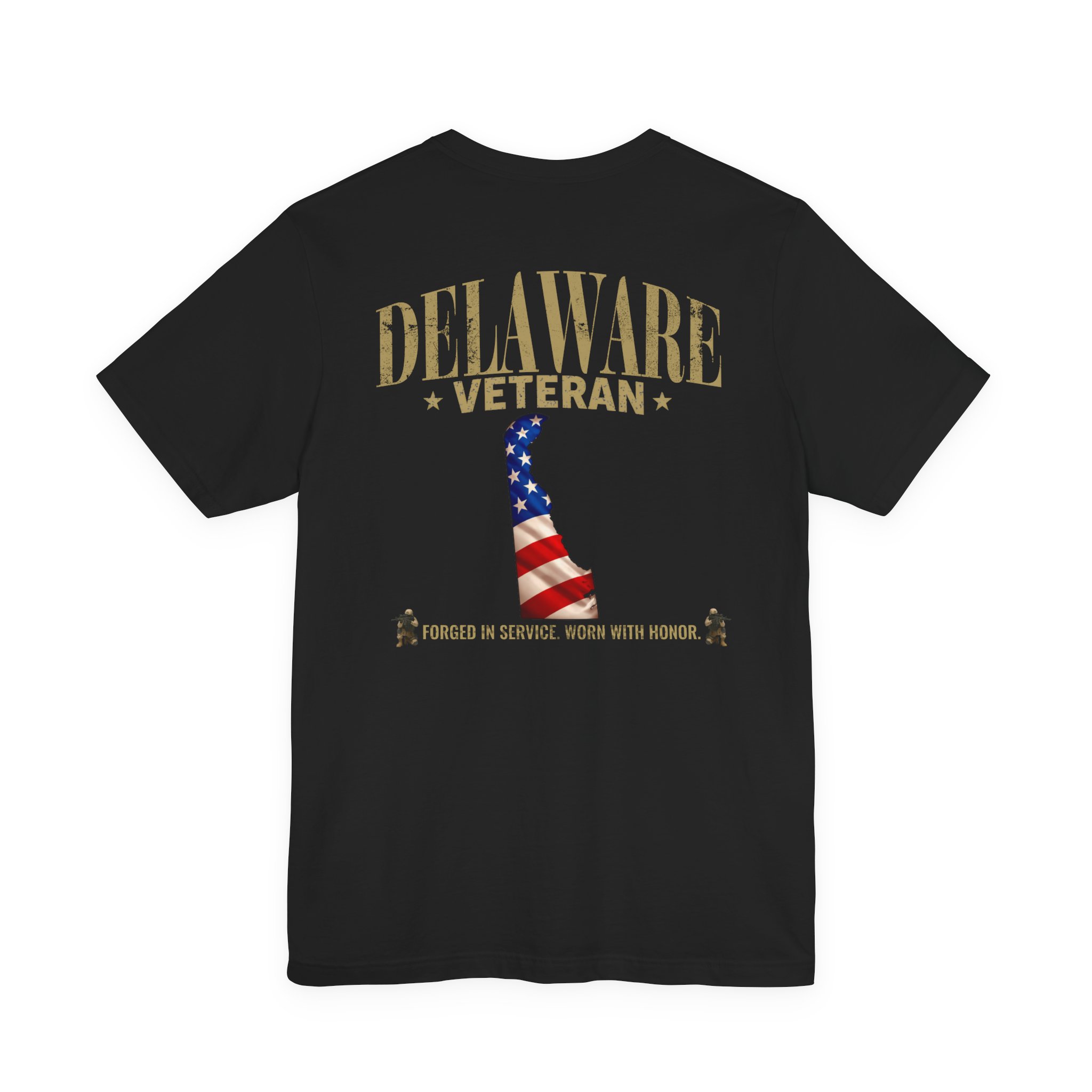 Delaware Veteran T-Shirt — American Flag Map Military Tribute Tee - Image 17