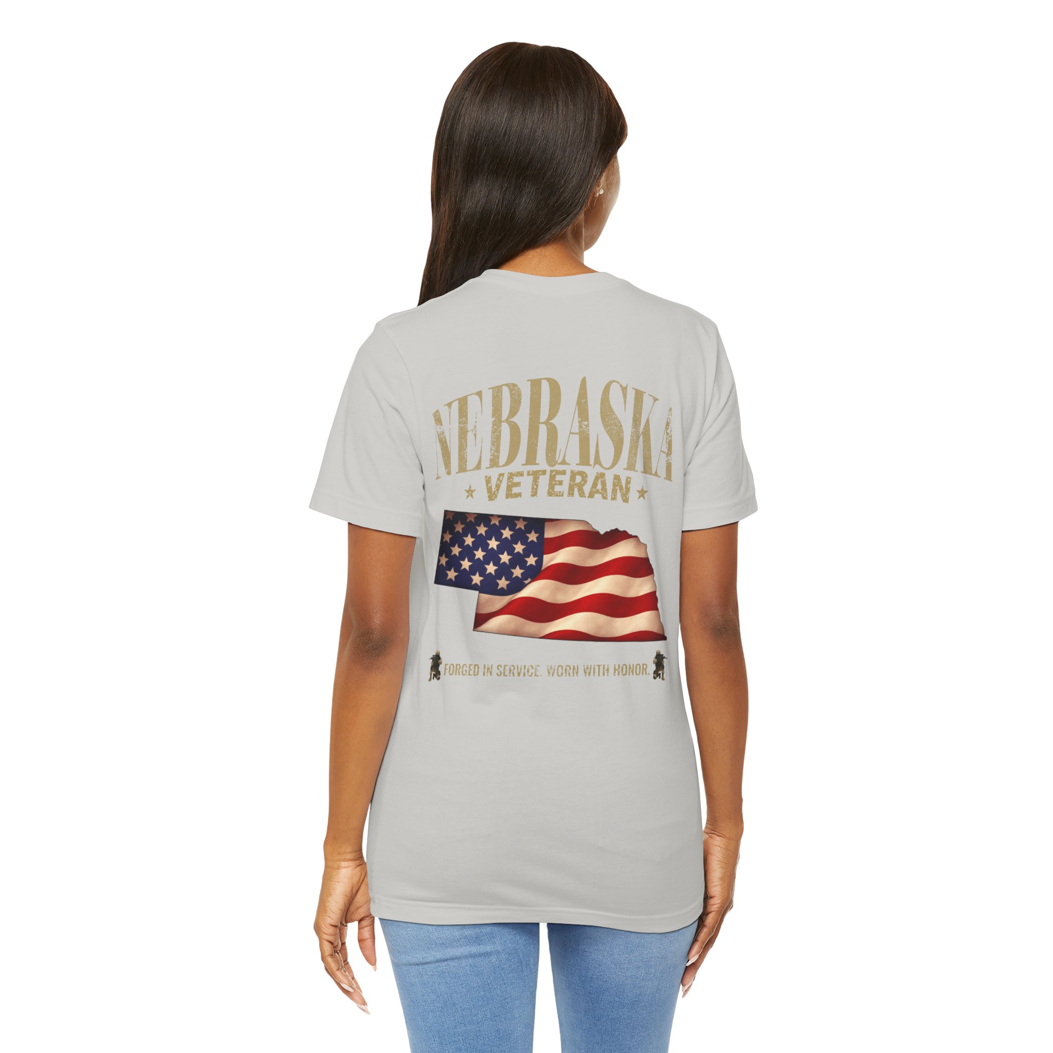 Nebraska Veteran T-Shirt — American Flag Map Military Tribute Tee - Image 10