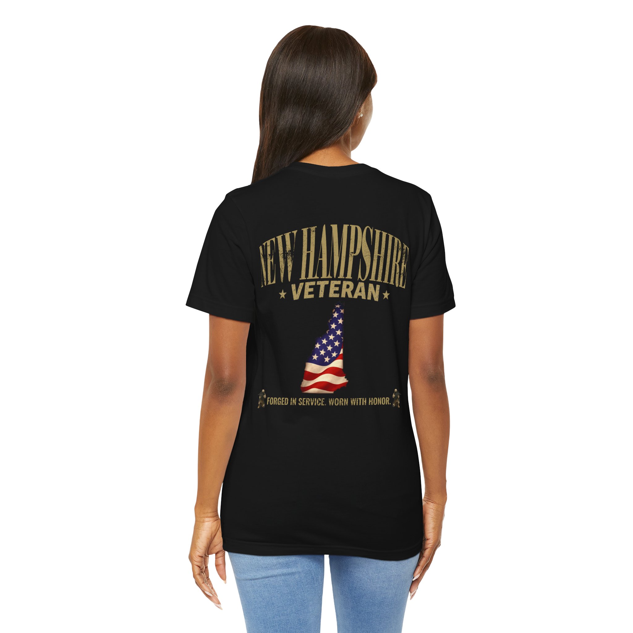 New Hampshire Veteran T-Shirt — American Flag Map Military Tribute Tee - Image 25