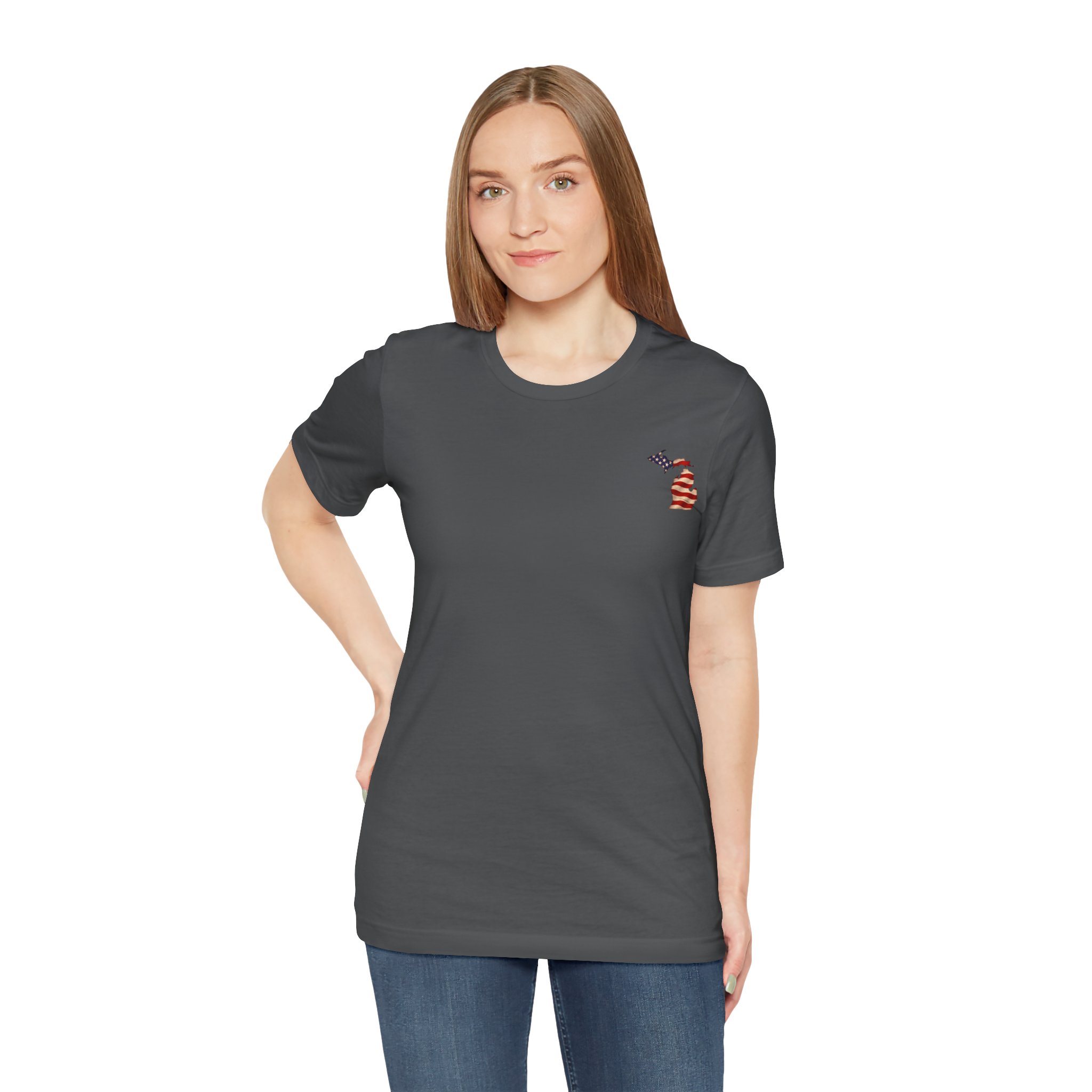 Michigan Veteran T-Shirt — American Flag Map Military Tribute Tee - Image 14