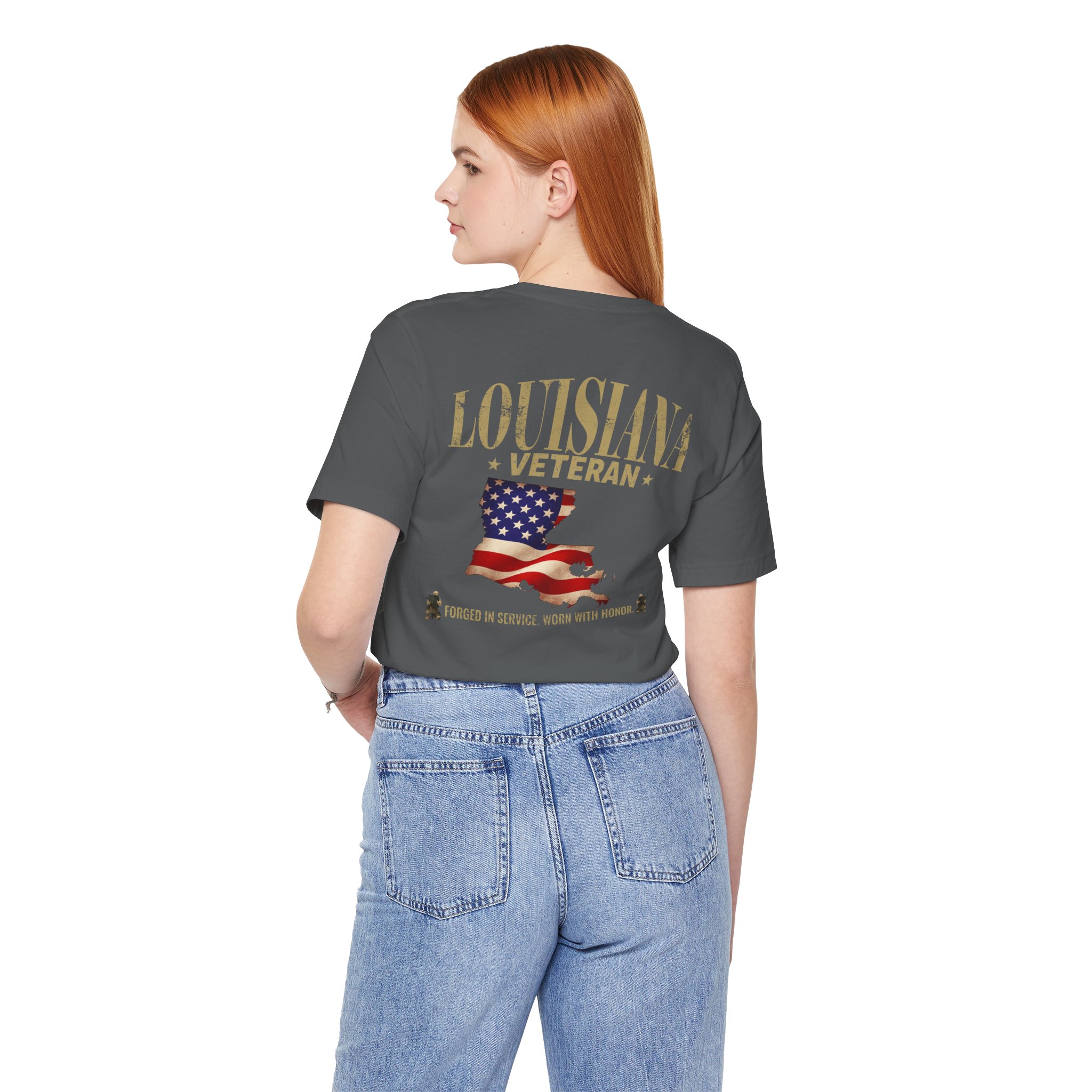 Louisiana Veteran T-Shirt — American Flag Alaska Map Military Tribute Tee - Image 8