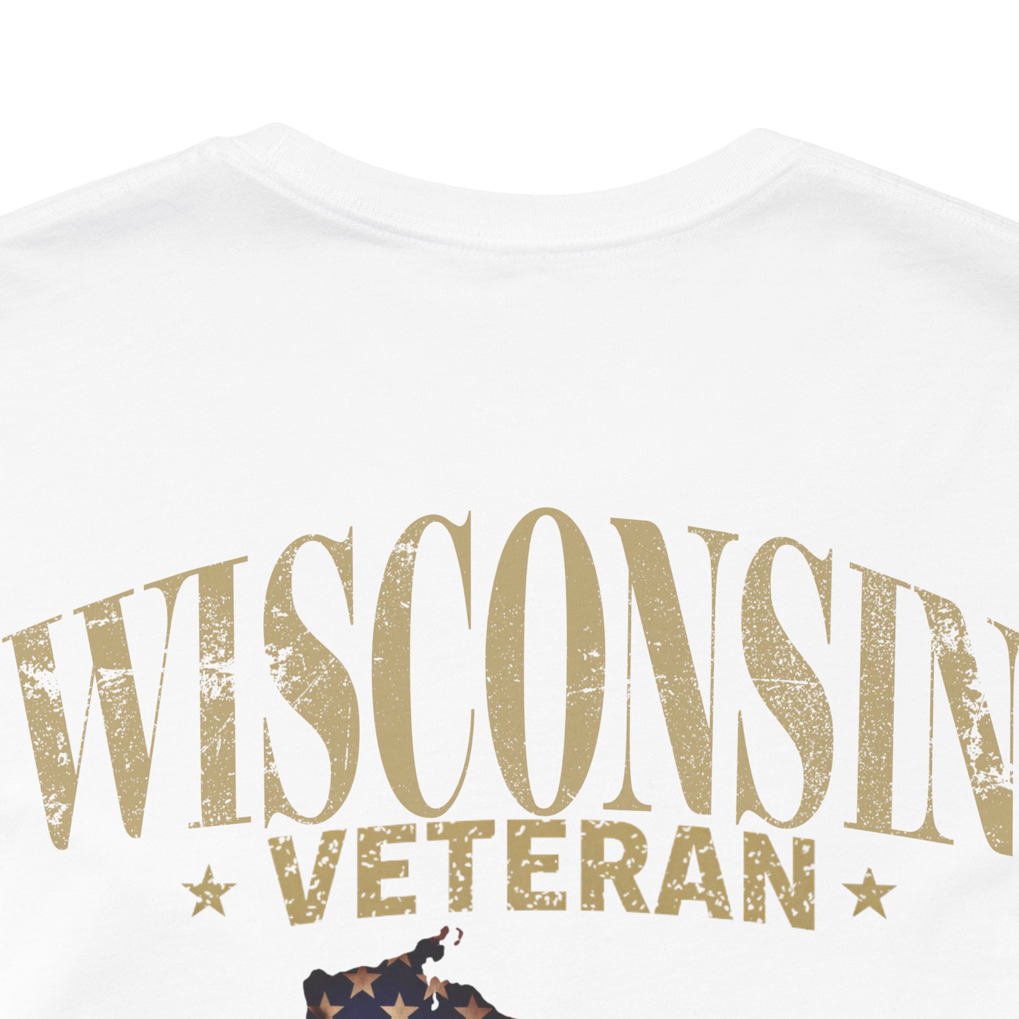 Wisconsin Veteran T-Shirt — American Flag Map Military Tribute Tee - Image 29