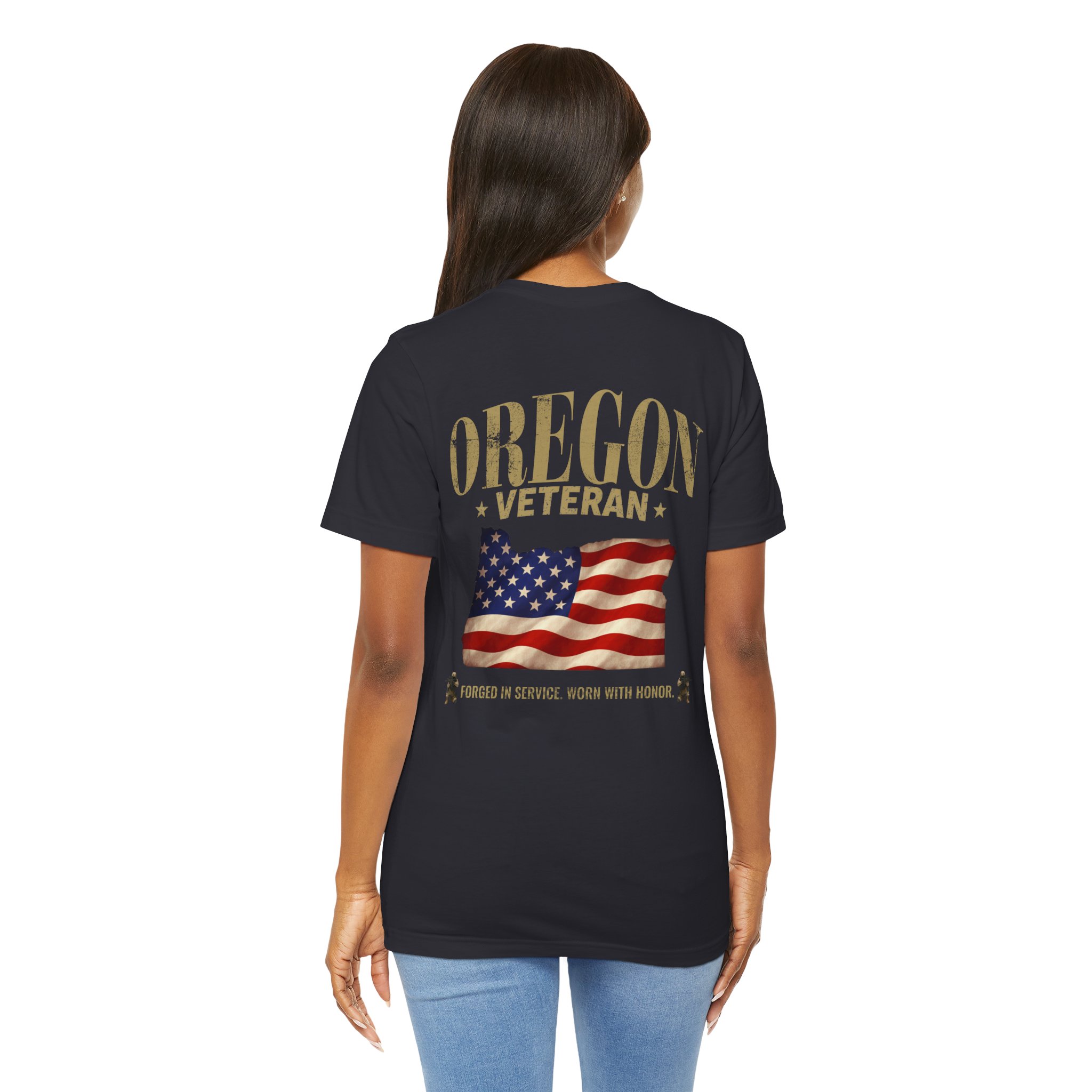 Oregon Veteran T-Shirt — American Flag Map Military Tribute Tee - Image 30