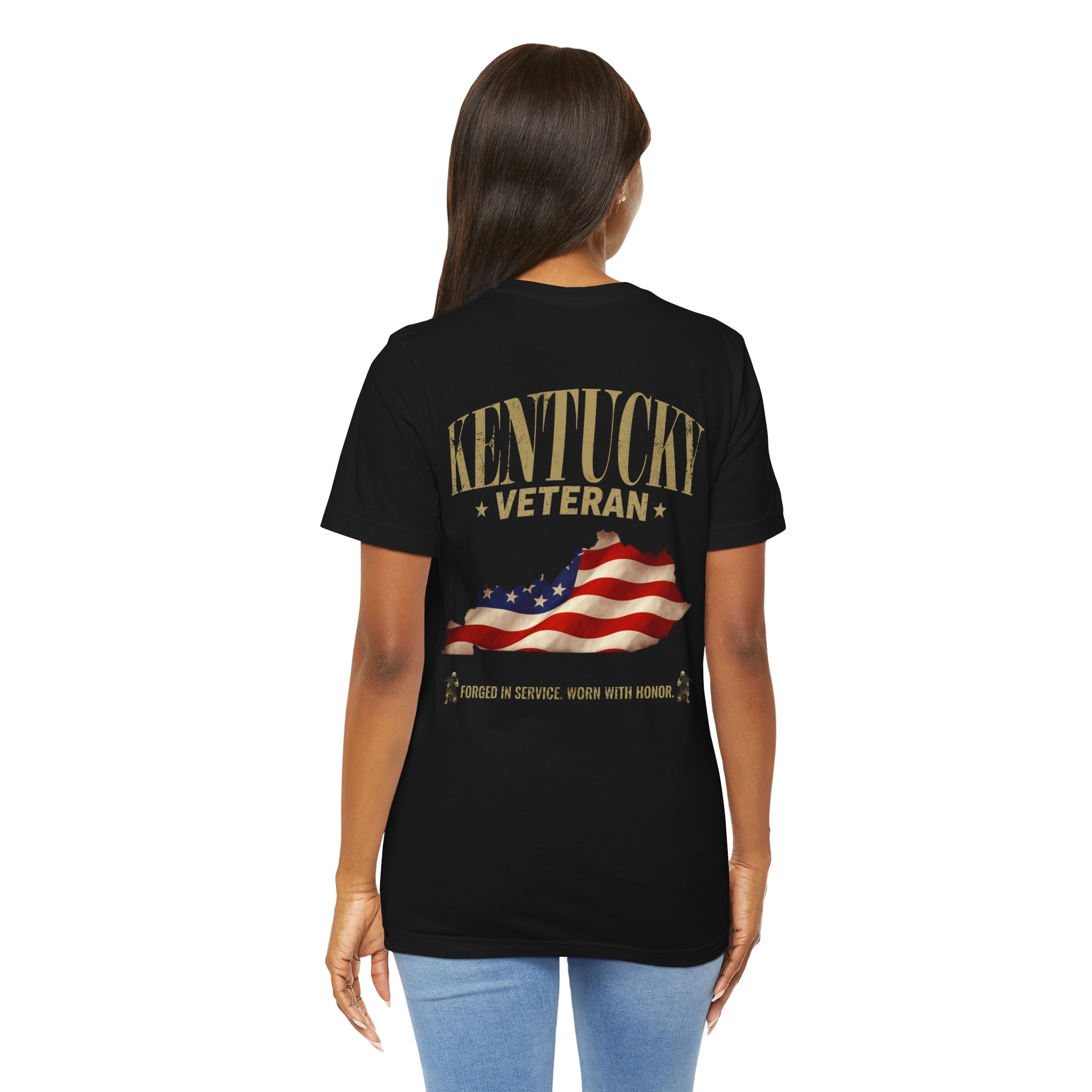 Kentucky Veteran T-Shirt — American Flag Map Military Tribute Tee - Image 25
