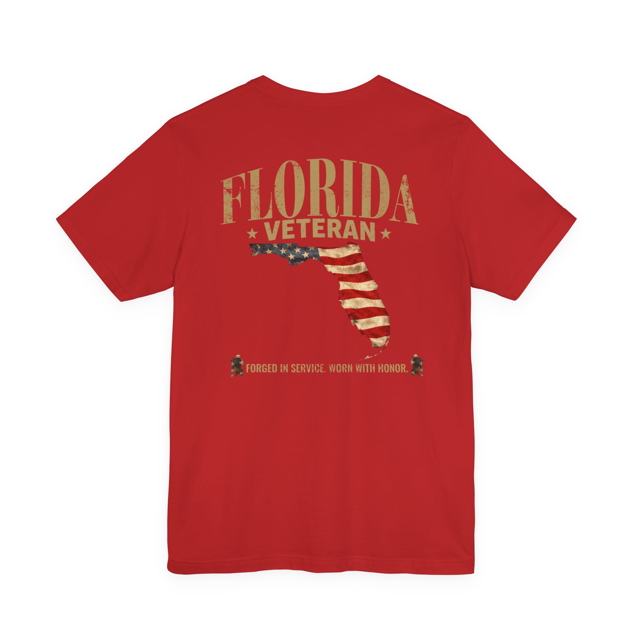 Florida Veteran T-Shirt — American Flag Map Military Tribute Tee - Image 47
