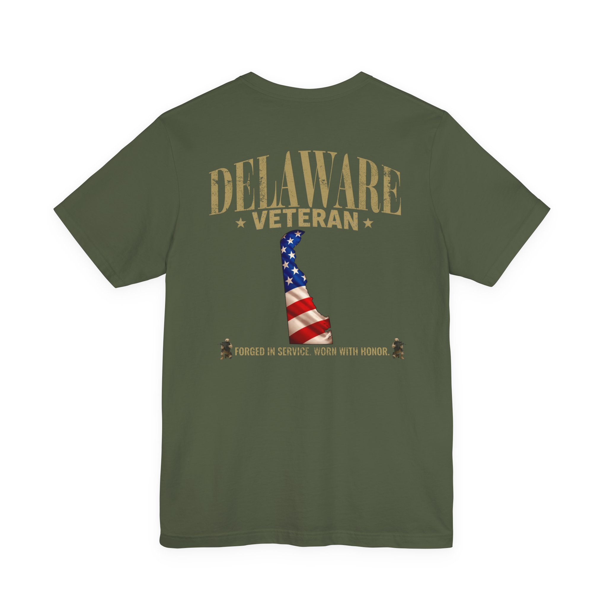 Delaware Veteran T-Shirt — American Flag Map Military Tribute Tee - Image 37