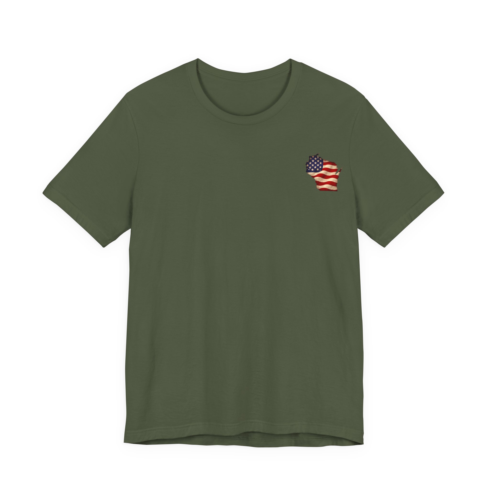 Wisconsin Veteran T-Shirt — American Flag Map Military Tribute Tee - Image 7