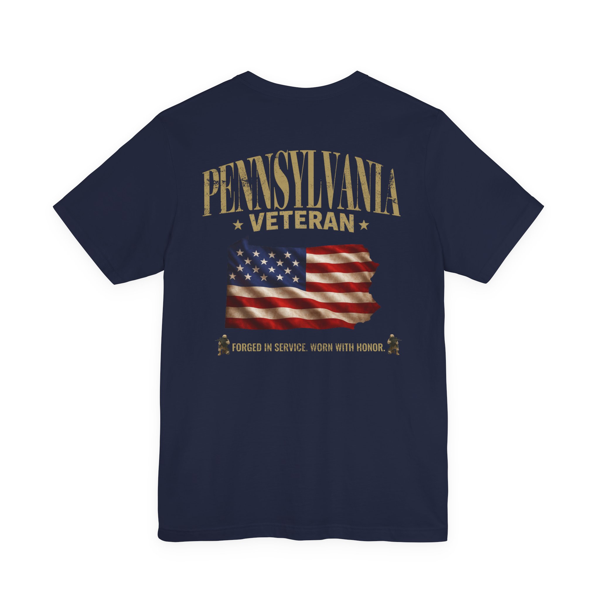 Pennsylvania Veteran T-Shirt — American Flag Map Military Tribute Tee - Image 32