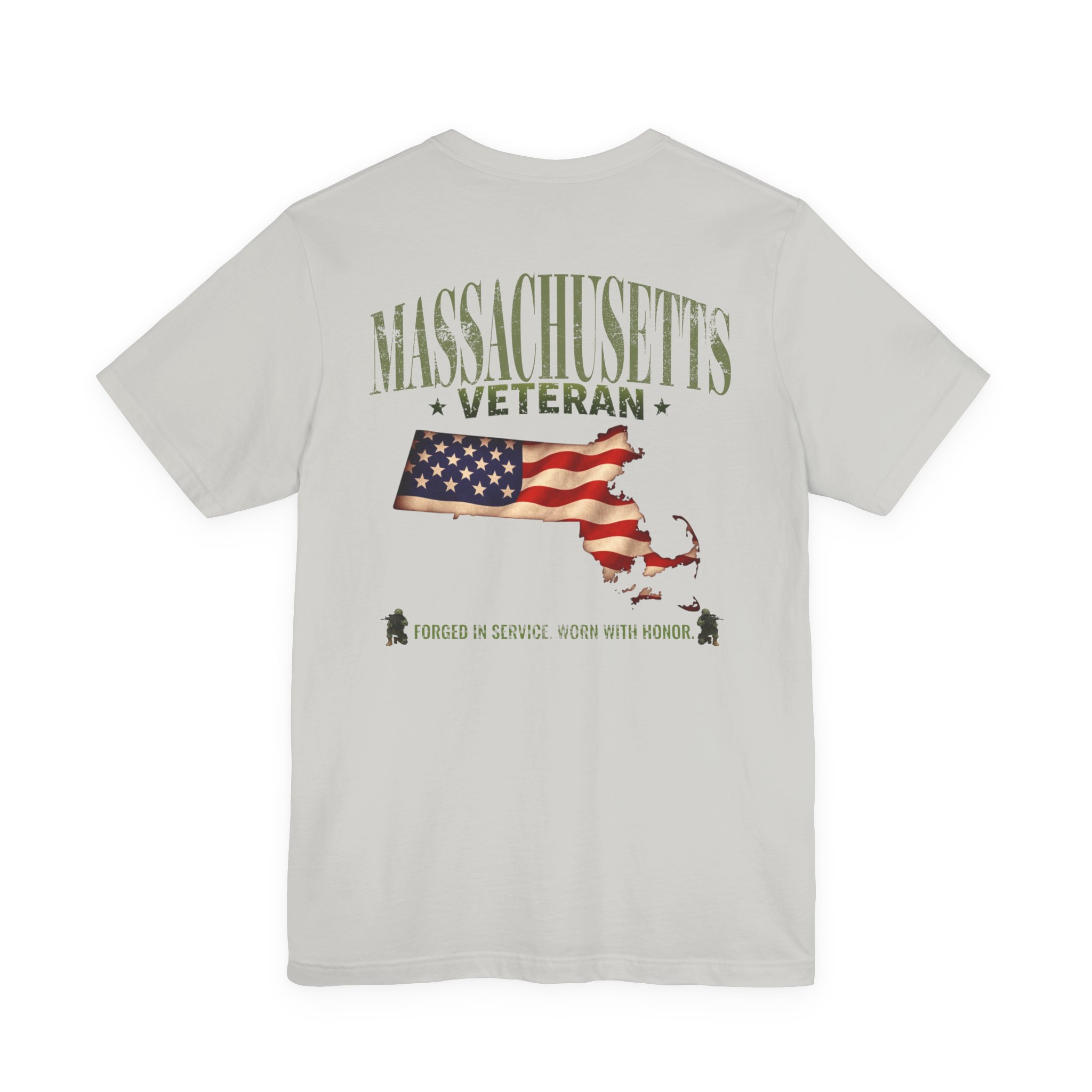 Massachusetts Veteran T-Shirt — American Flag Map Military Tribute Tee - Image 3