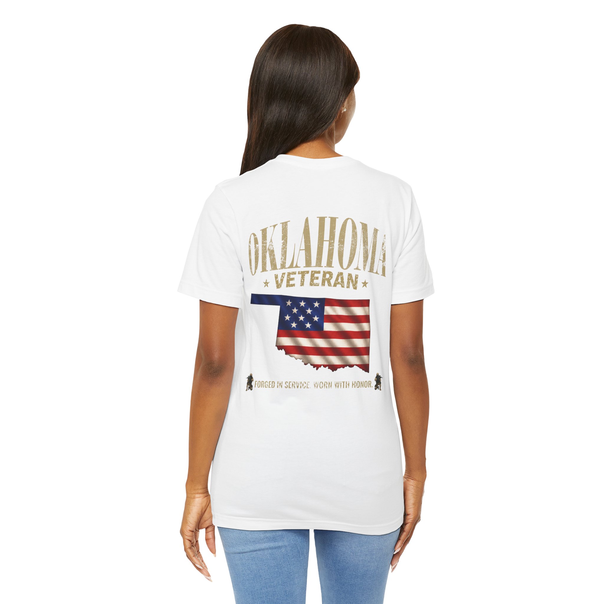 Oklahoma Veteran T-Shirt — American Flag Map Military Tribute Tee - Image 45