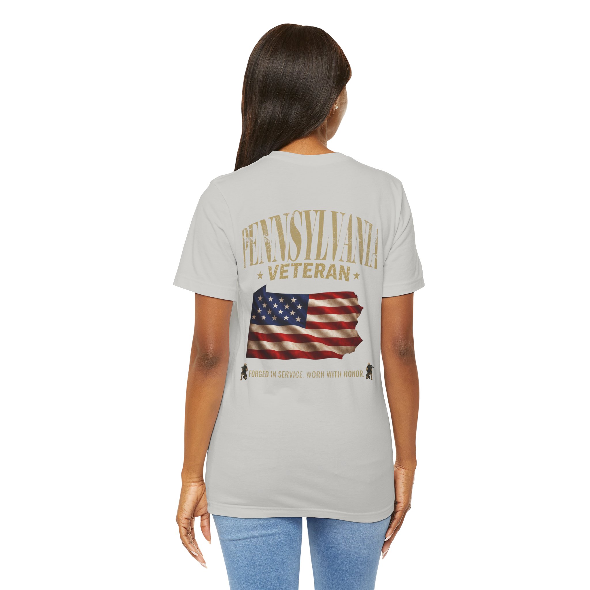 Pennsylvania Veteran T-Shirt — American Flag Map Military Tribute Tee - Image 45