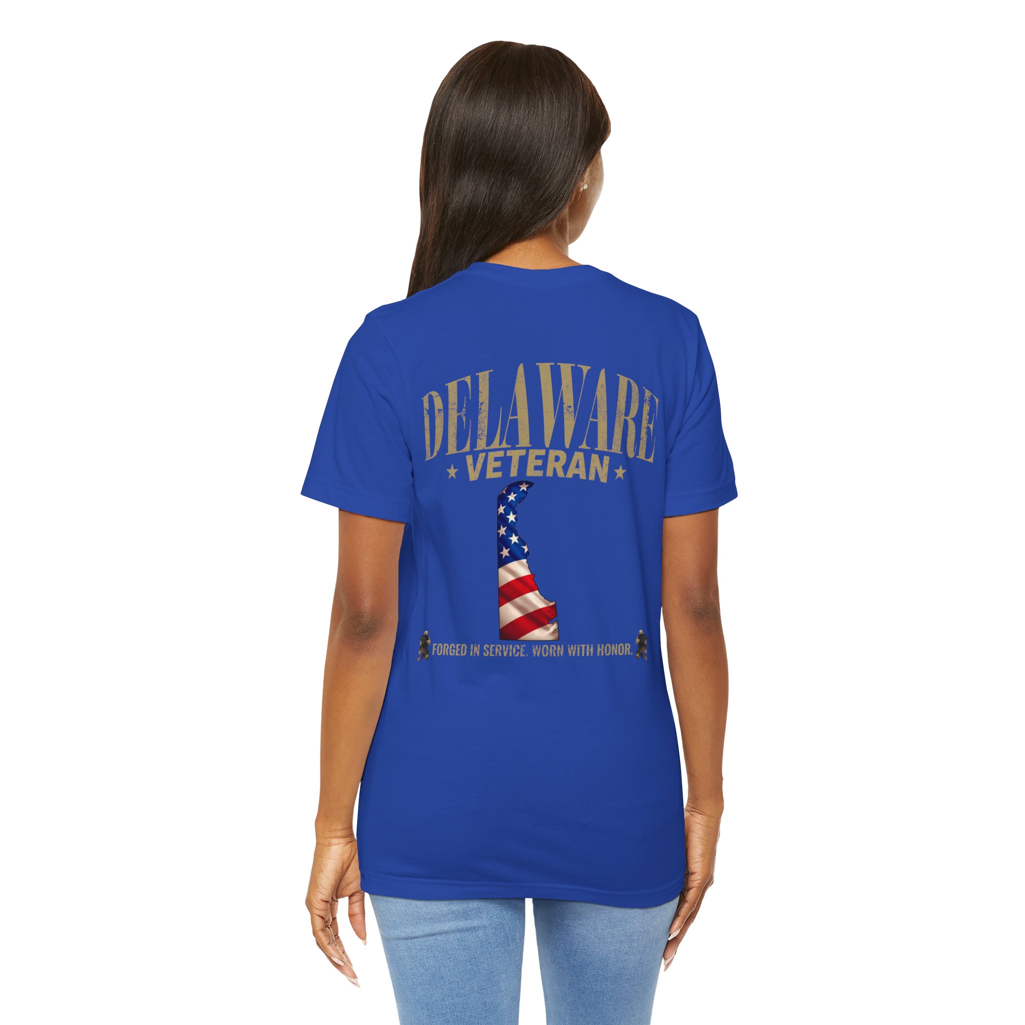 Delaware Veteran T-Shirt — American Flag Map Military Tribute Tee - Image 5