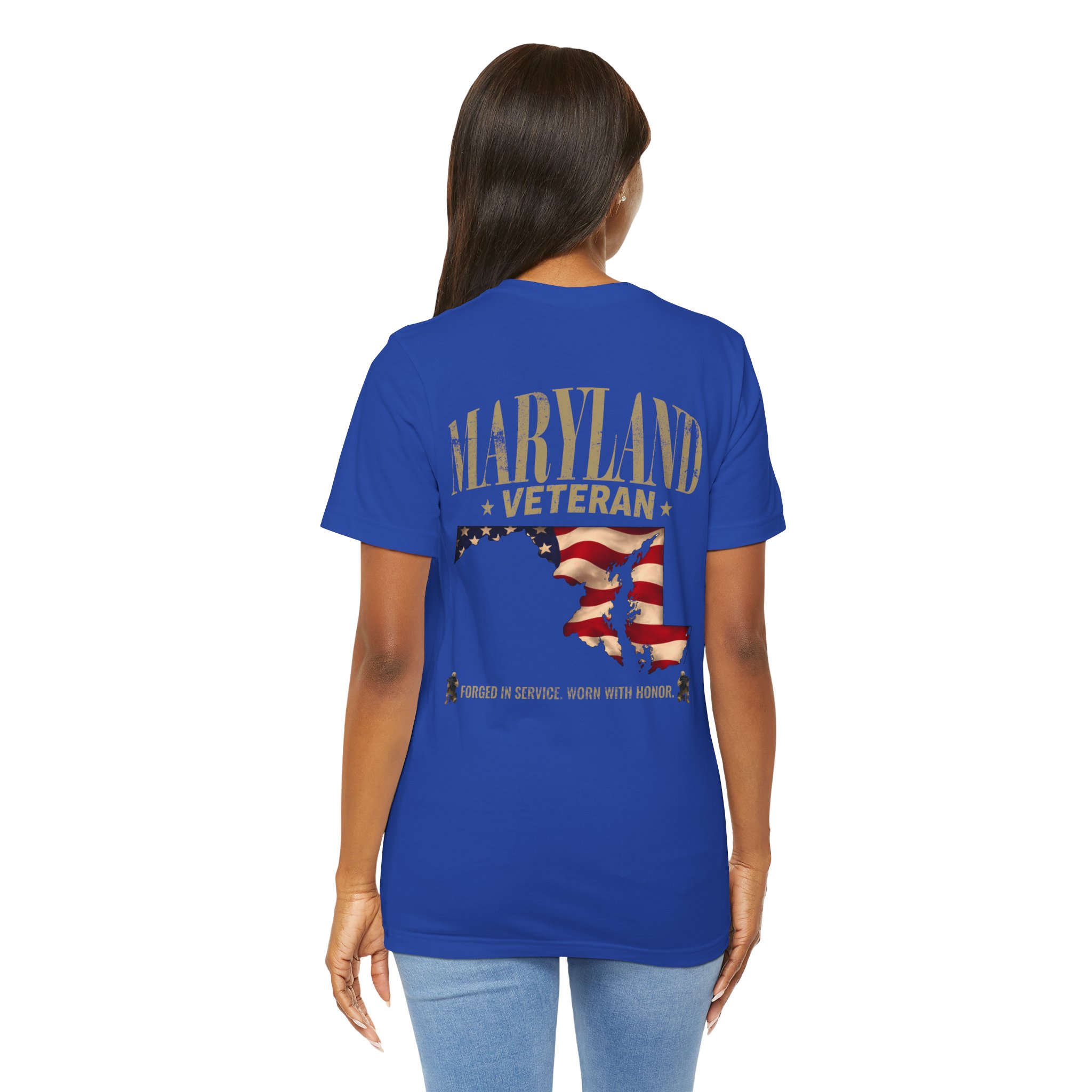 Maryland Veteran T-Shirt — American Flag Map Military Tribute Tee - Image 32