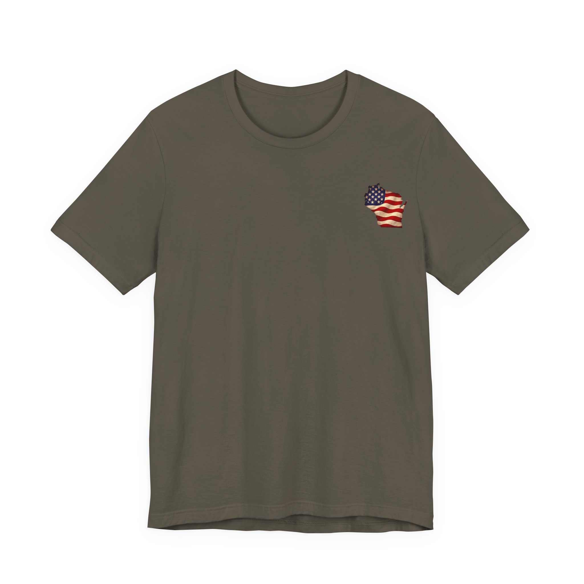 Wisconsin Veteran T-Shirt — American Flag Map Military Tribute Tee - Image 36