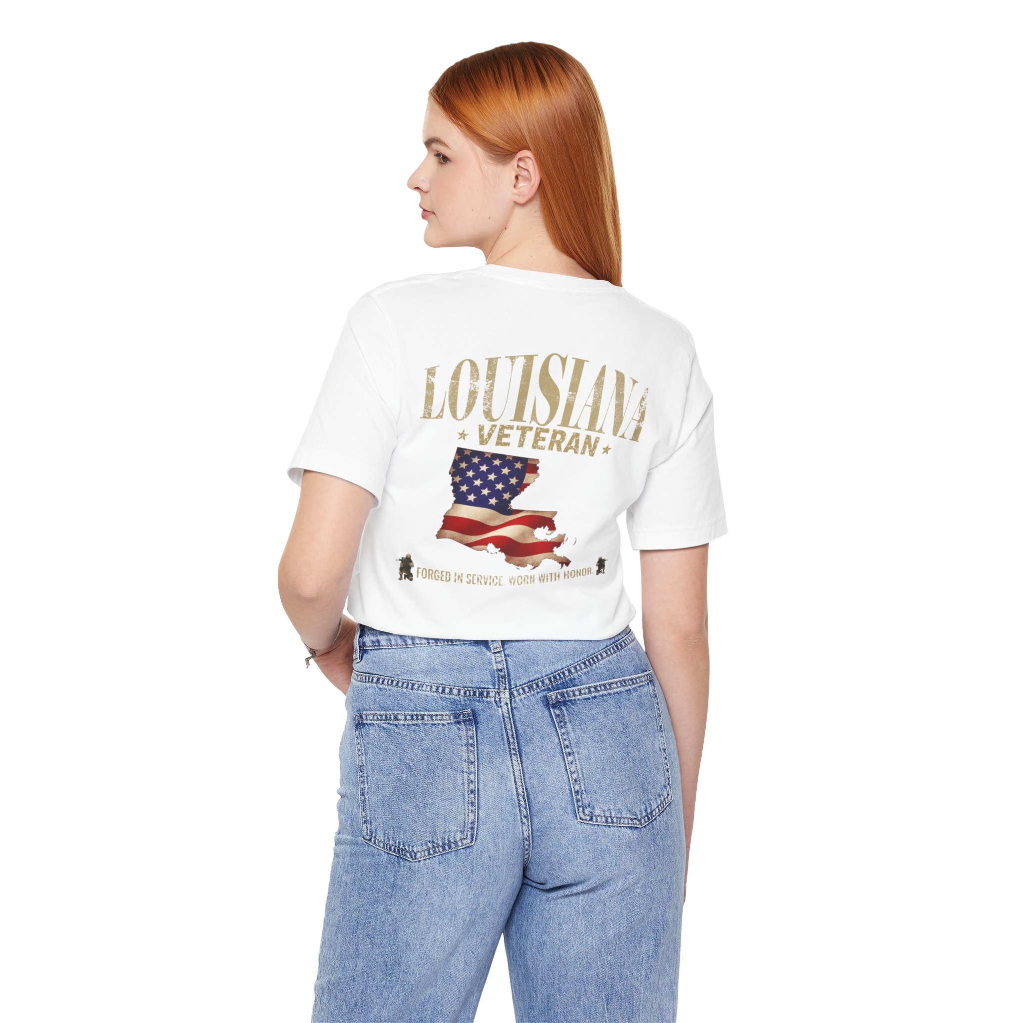 Louisiana Veteran T-Shirt — American Flag Alaska Map Military Tribute Tee - Image 36