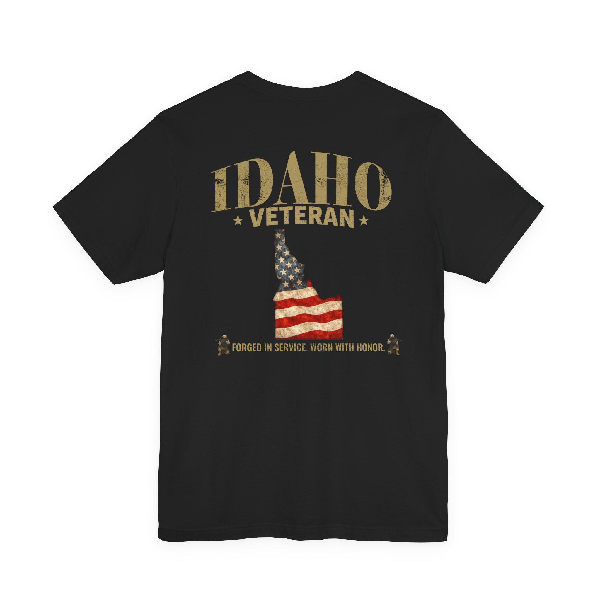 Idaho Veteran T-Shirt — American Flag Map Military Tribute Tee - Image 3