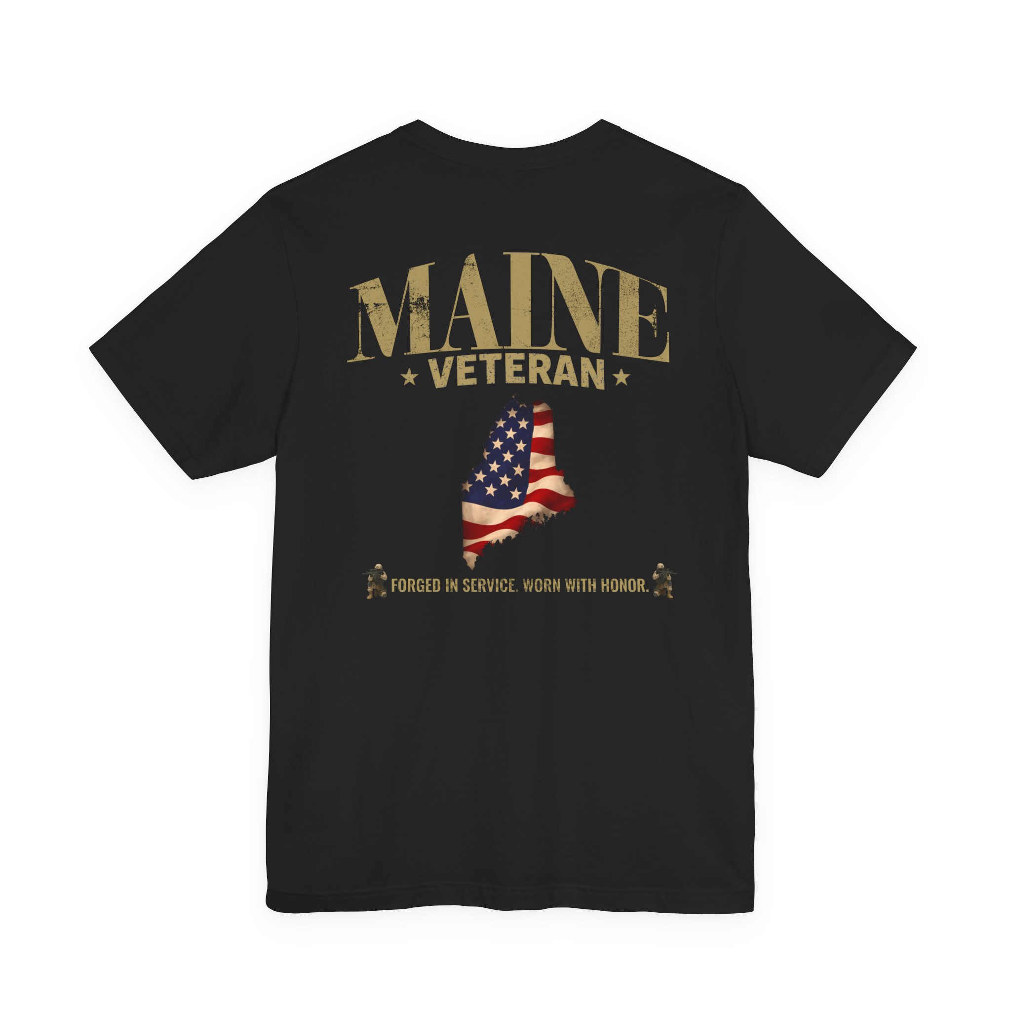 Maine Veteran T-Shirt — American Flag Map Military Tribute Tee - Image 22