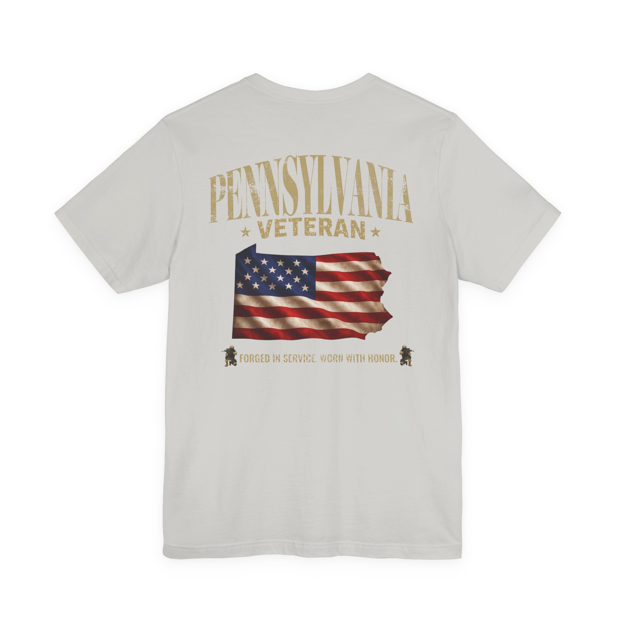 Pennsylvania Veteran T-Shirt — American Flag Map Military Tribute Tee - Image 42