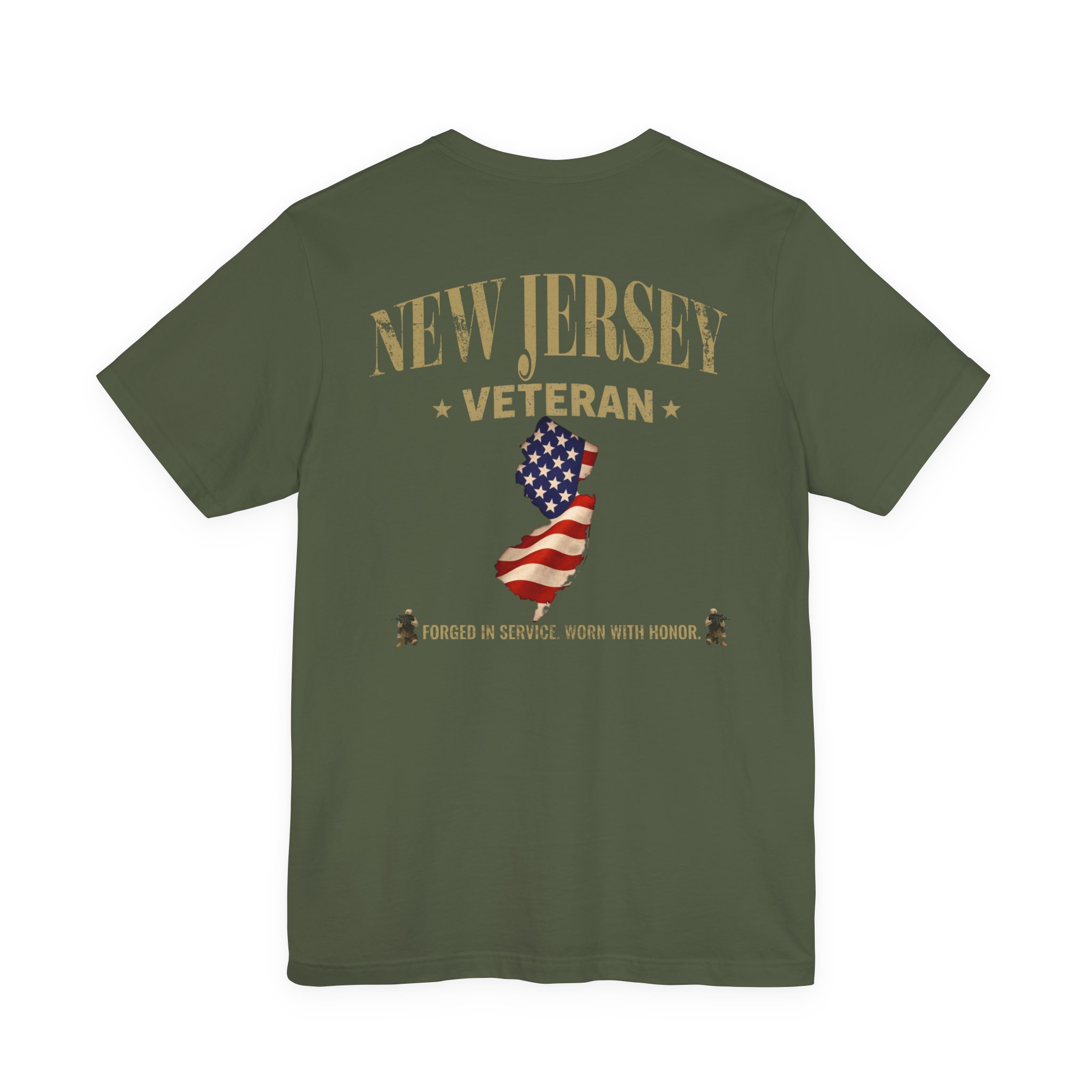 New Jersey Veteran T-Shirt — American Flag Map Military Tribute Tee
