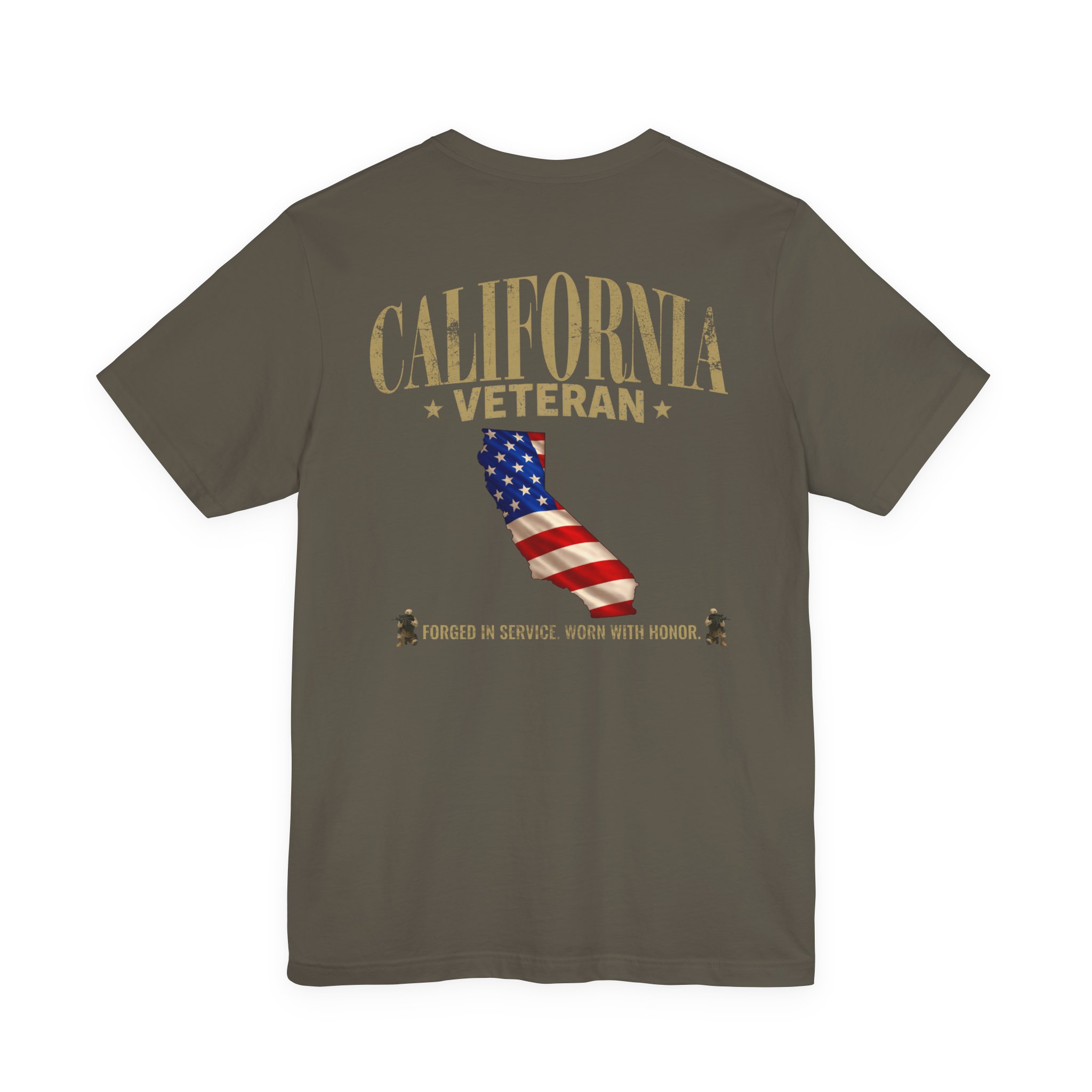 California Veteran T-Shirt — American Flag Map Military Tribute Tee - Image 27